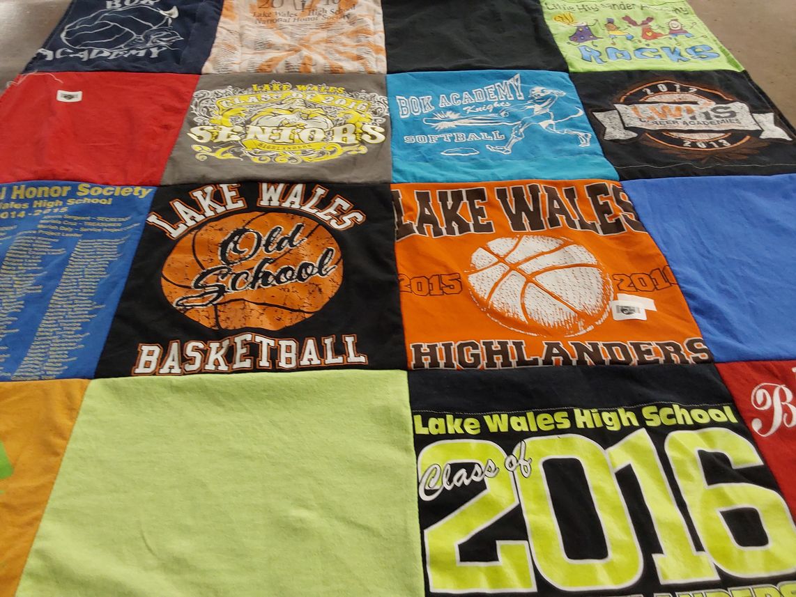 T-shirt quilt featuring lake wales highlanders, box academy knights by Catera from FL