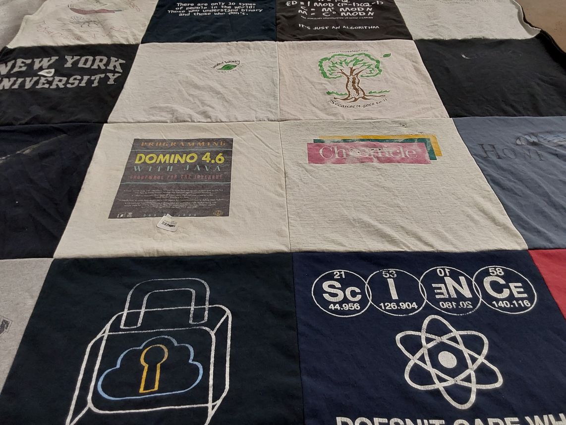 T-shirt quilt from new york university by Irene from MA