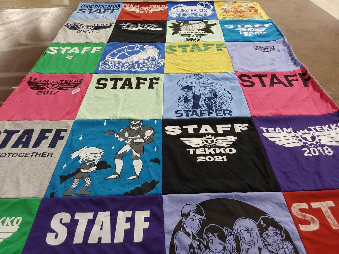 T-shirt quilt with anime, conventions themes by Sabrina from OH
