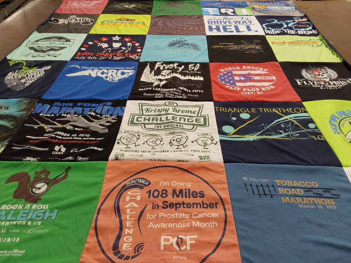 T-shirt quilt featuring north carolina roadrunners club by Phillip from NC
