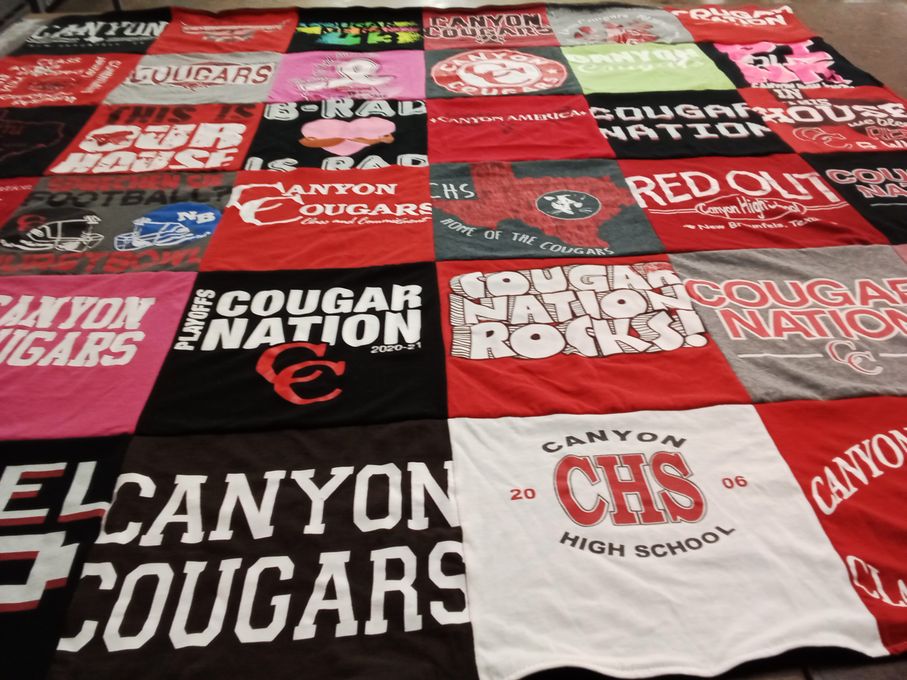 T-shirt quilt featuring canyon cougars by Michelle from TX