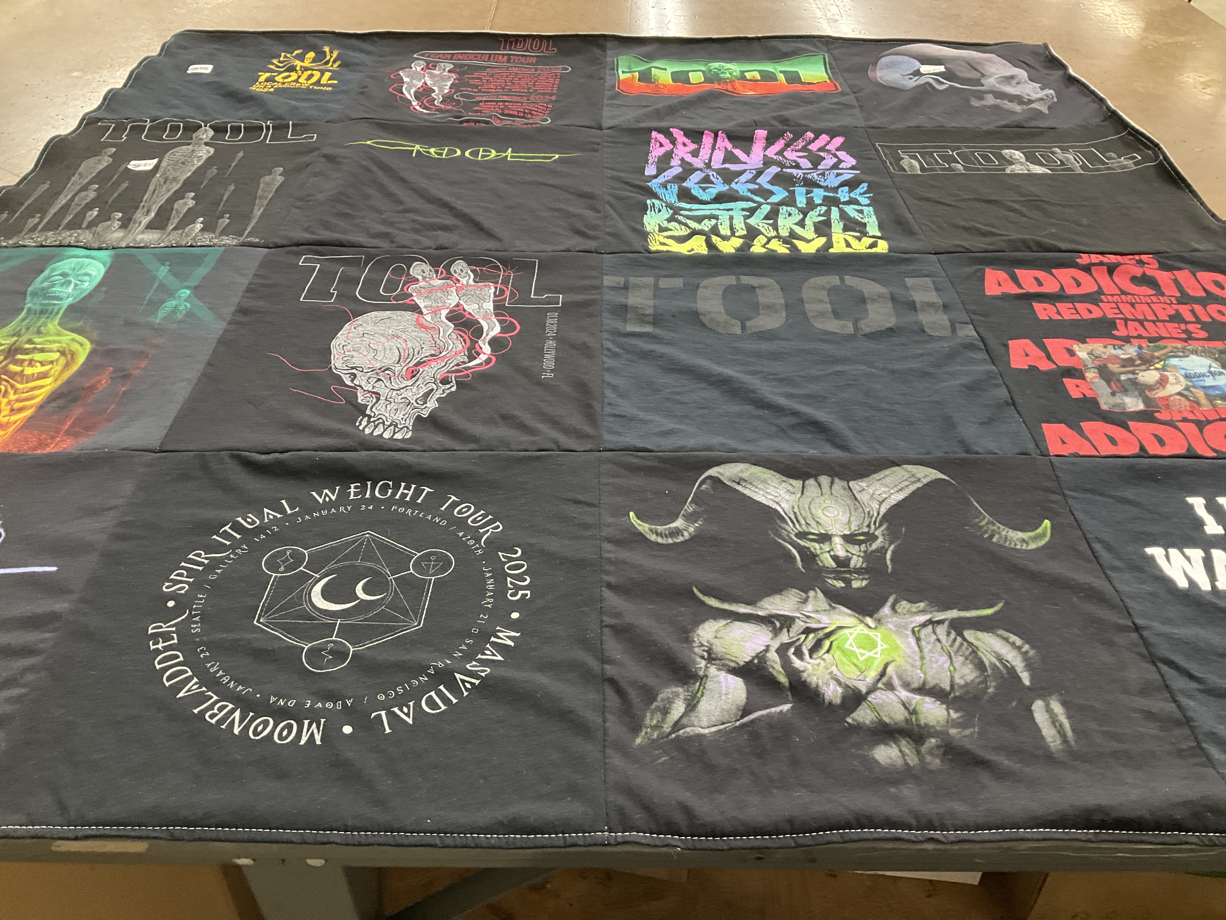 T-shirt quilt with music, concerts themes by Eddie from FL