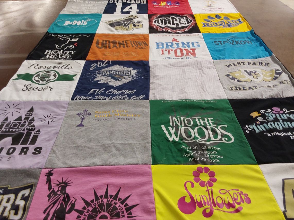 T-shirt quilt featuring roseville panthers, west park players by Paula from CA