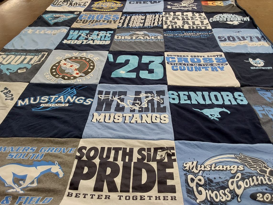T-shirt quilt featuring downers grove south mustangs cross country by Isabella from IL