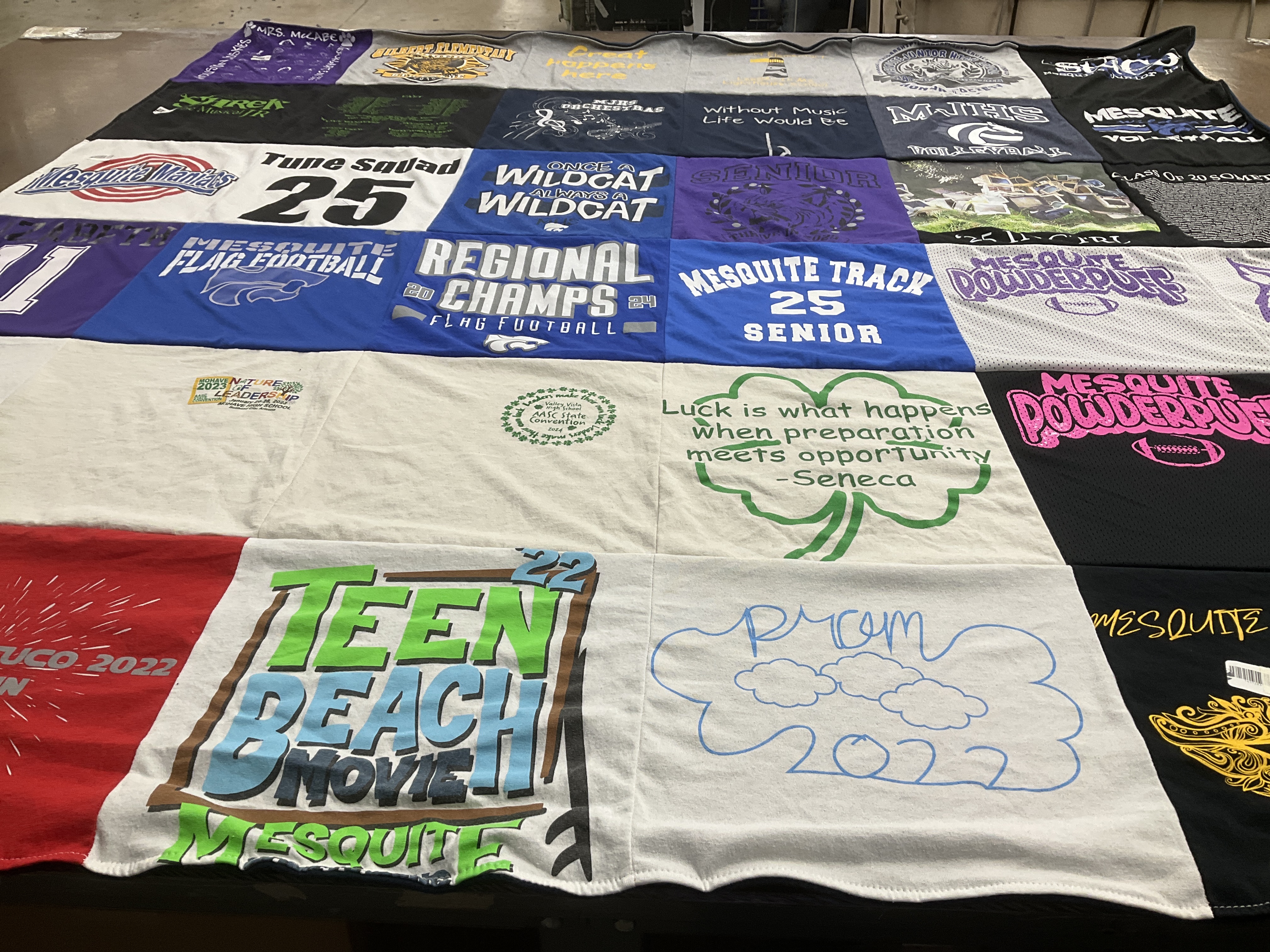 T-shirt quilt featuring mesquite track team, mesquite powderpuff football team by Elizabeth from AZ
