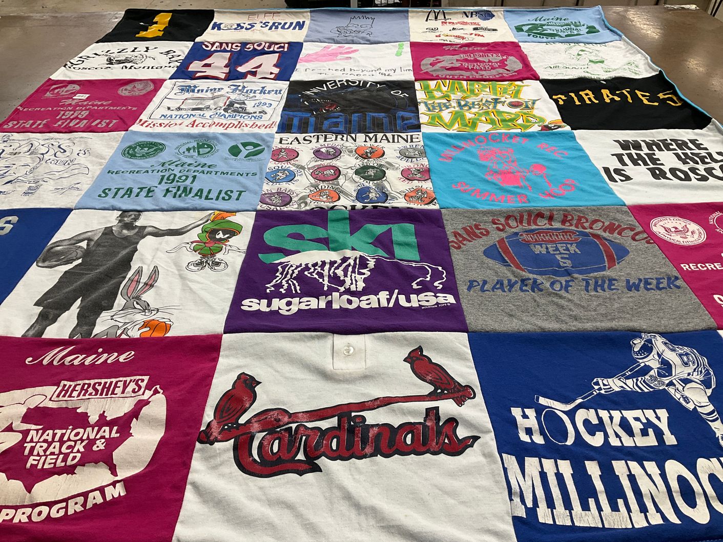 T-shirt quilt featuring hockey team, basketball team by Diana from ME
