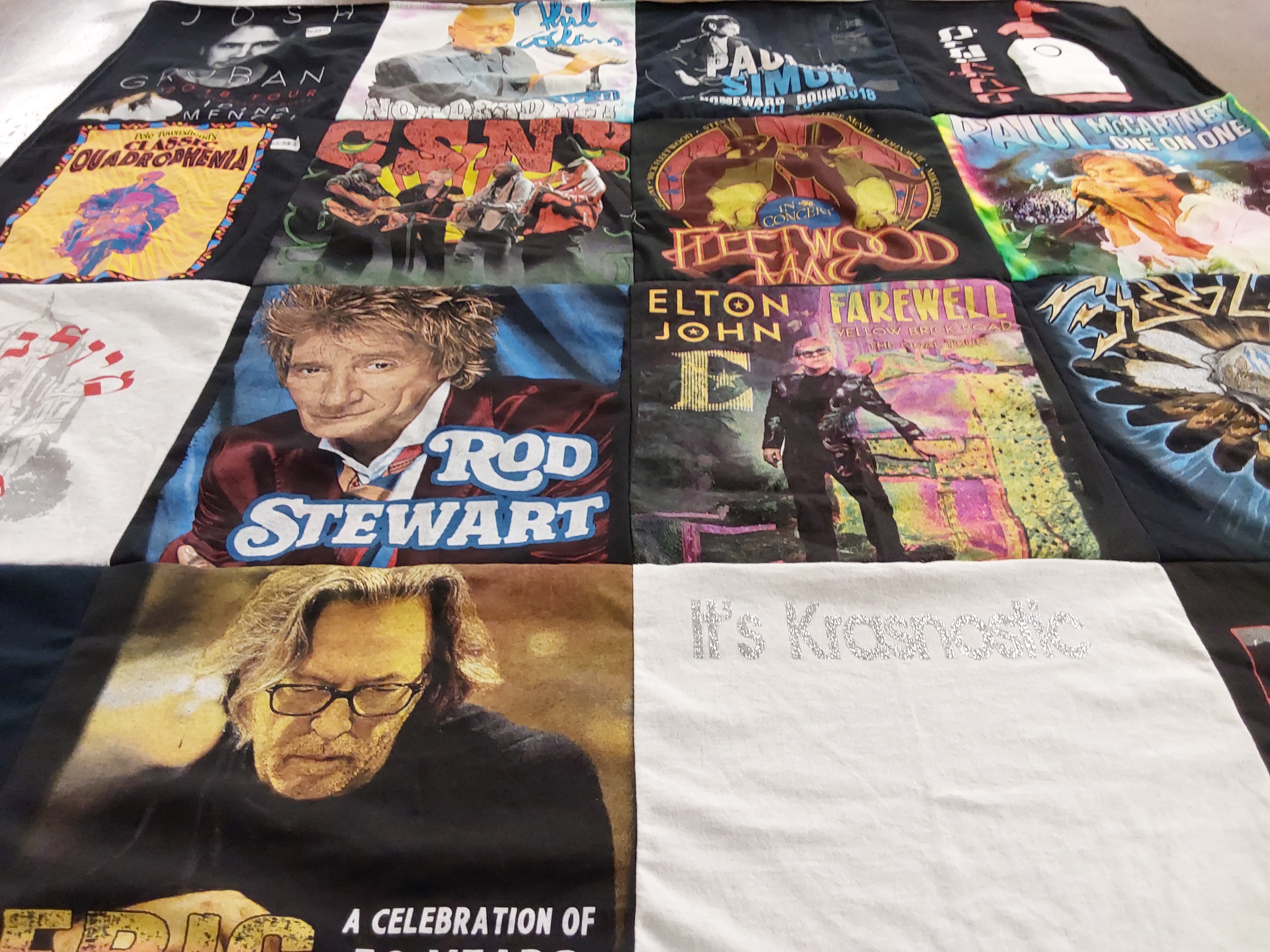 T-shirt quilt with music, concerts themes by eta from NJ