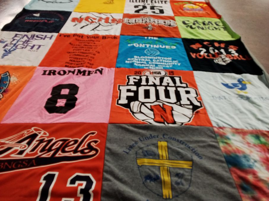 T-shirt quilt featuring northern university volleyball team, final four basketball team by maxine from IL