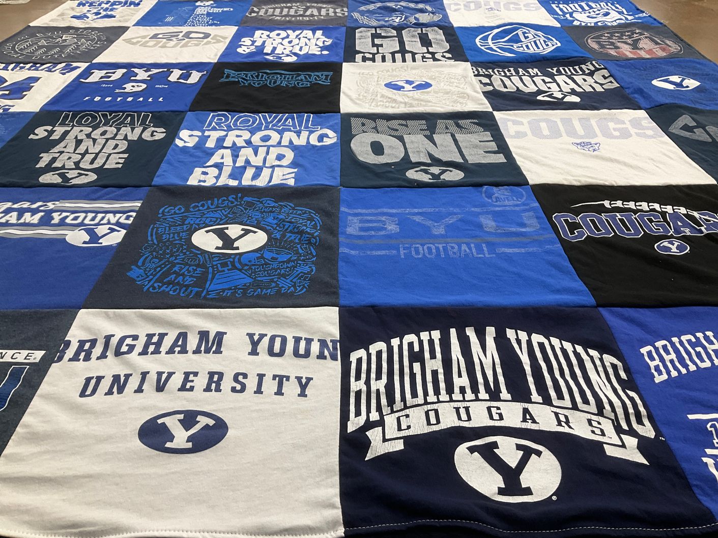 T-shirt quilt featuring brigham young university cougars by Wendy from UT