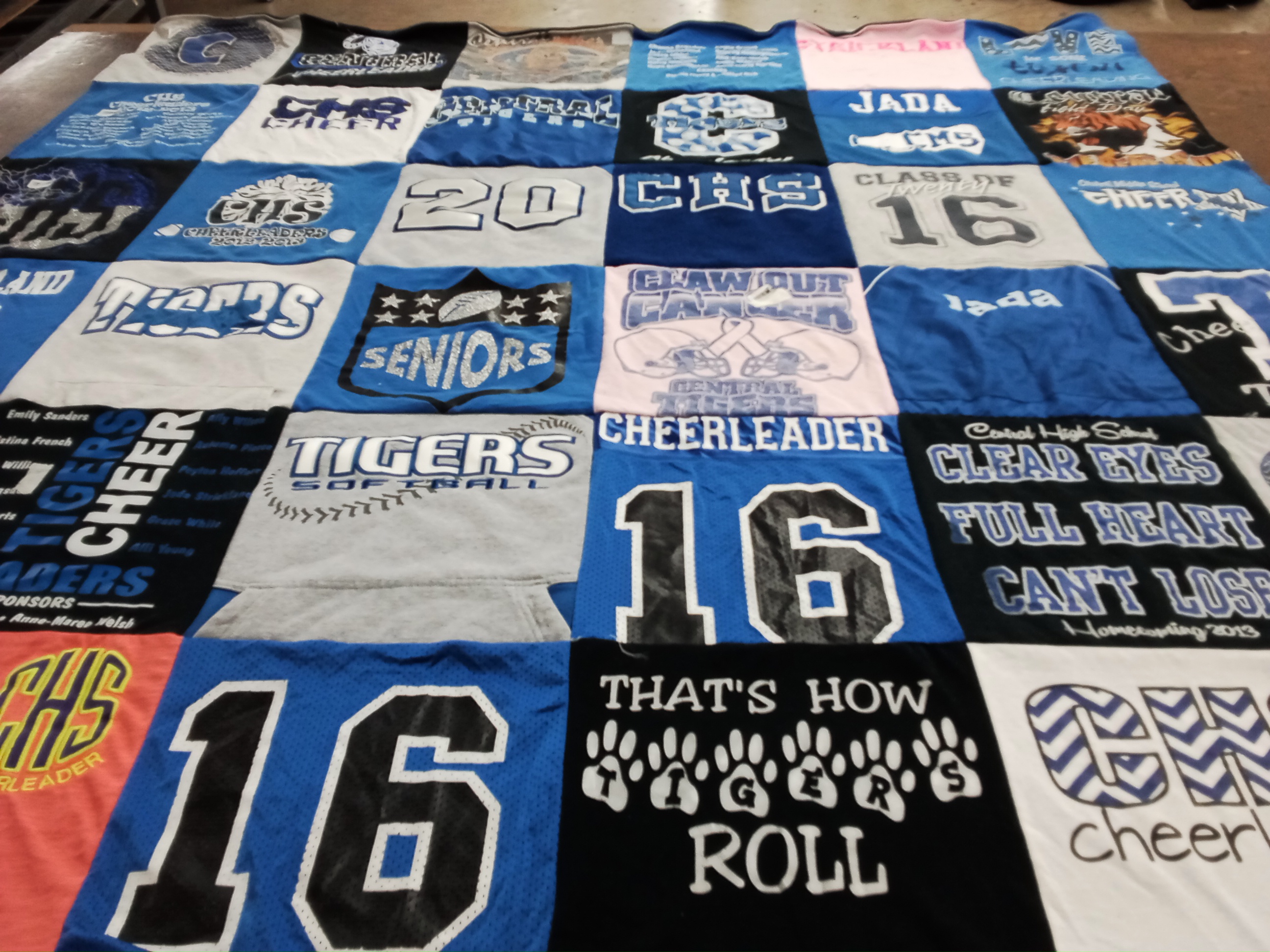 T-shirt quilt featuring tiger softball team by Renee from TN