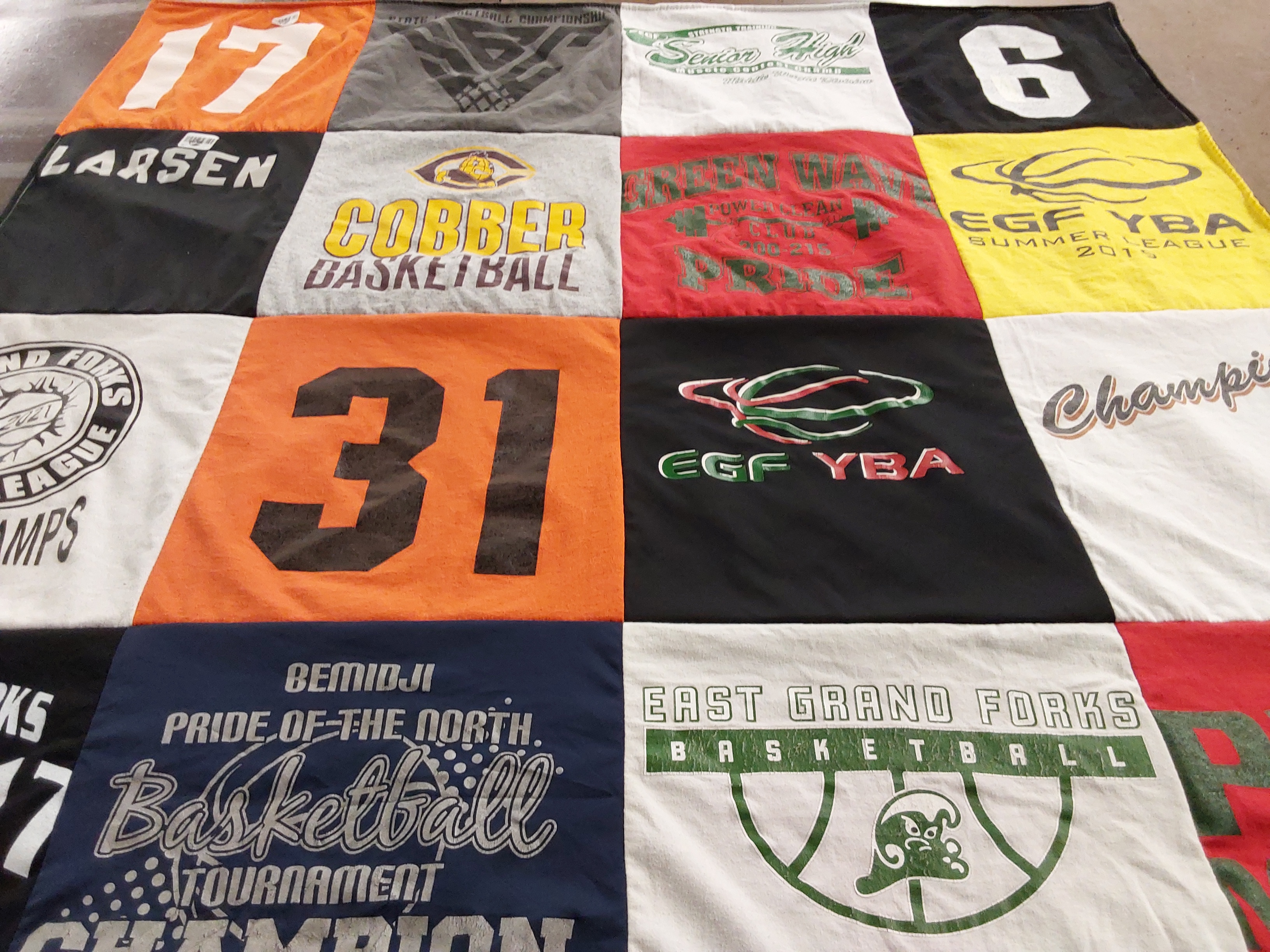 T-shirt quilt featuring cobber basketball, east grand forks basketball by Amy from MN