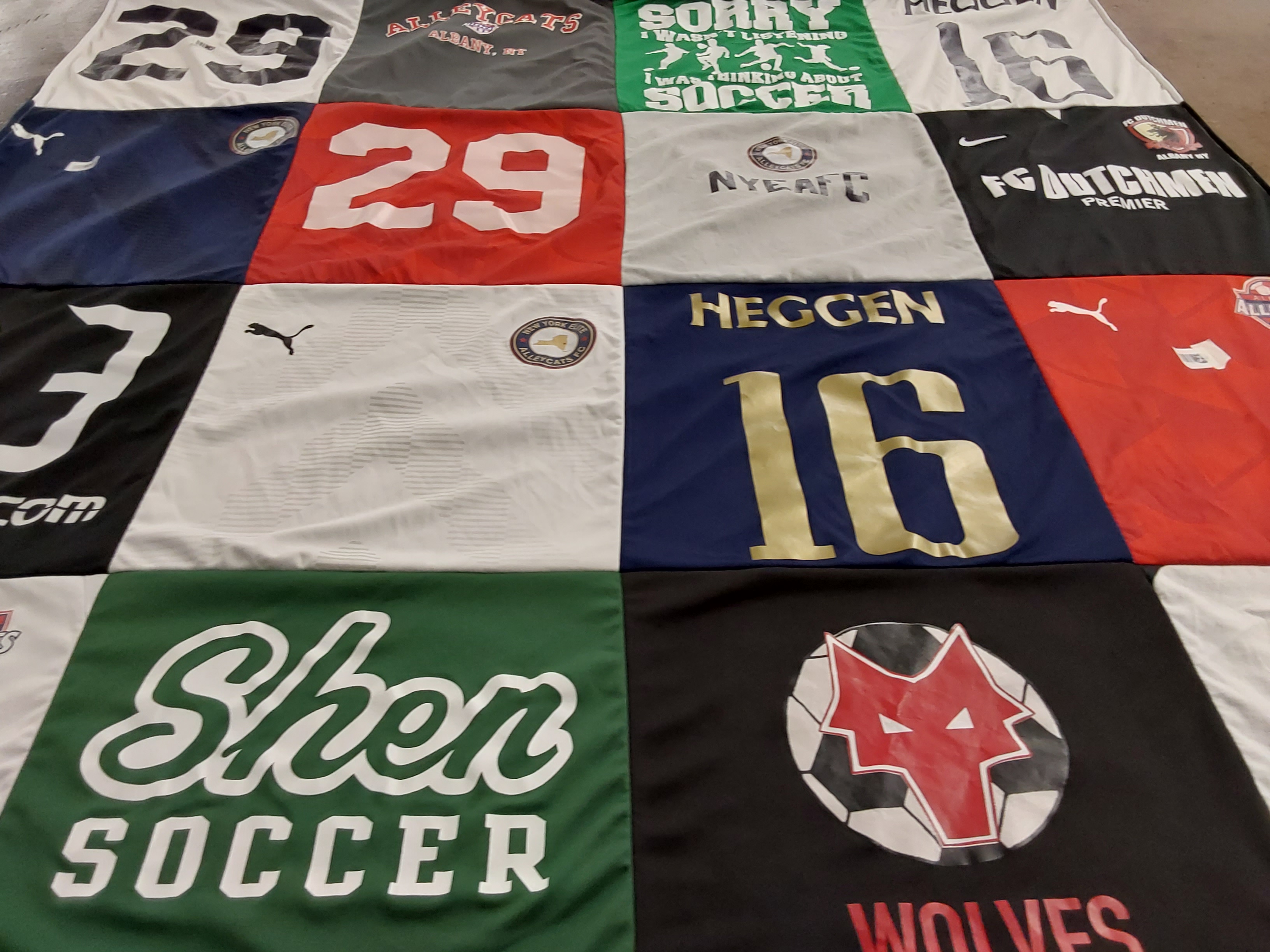 T-shirt quilt featuring wolves by Corinna from NY
