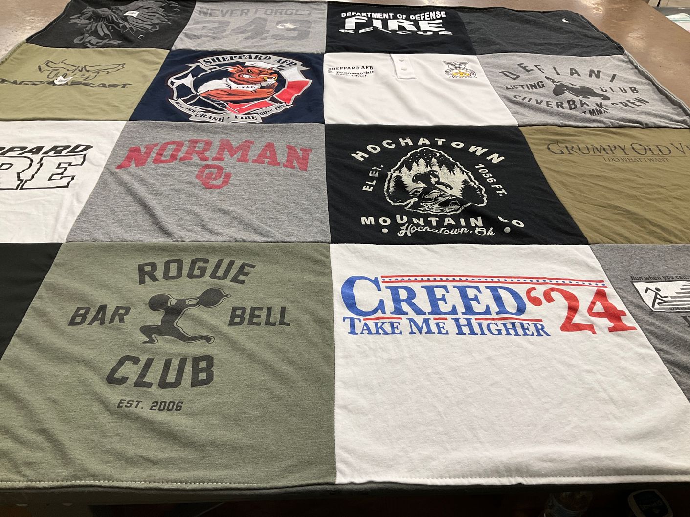 T-shirt quilt from university of oklahoma by Tanya from TX