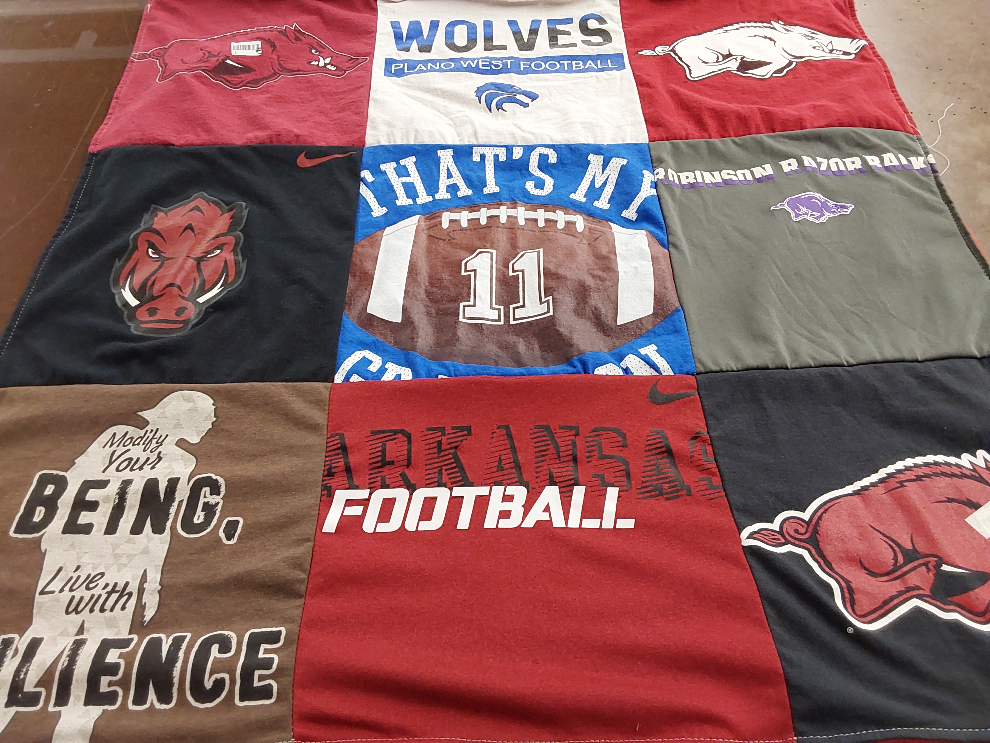 T-shirt quilt featuring arkansas razorbacks by bonita from CA