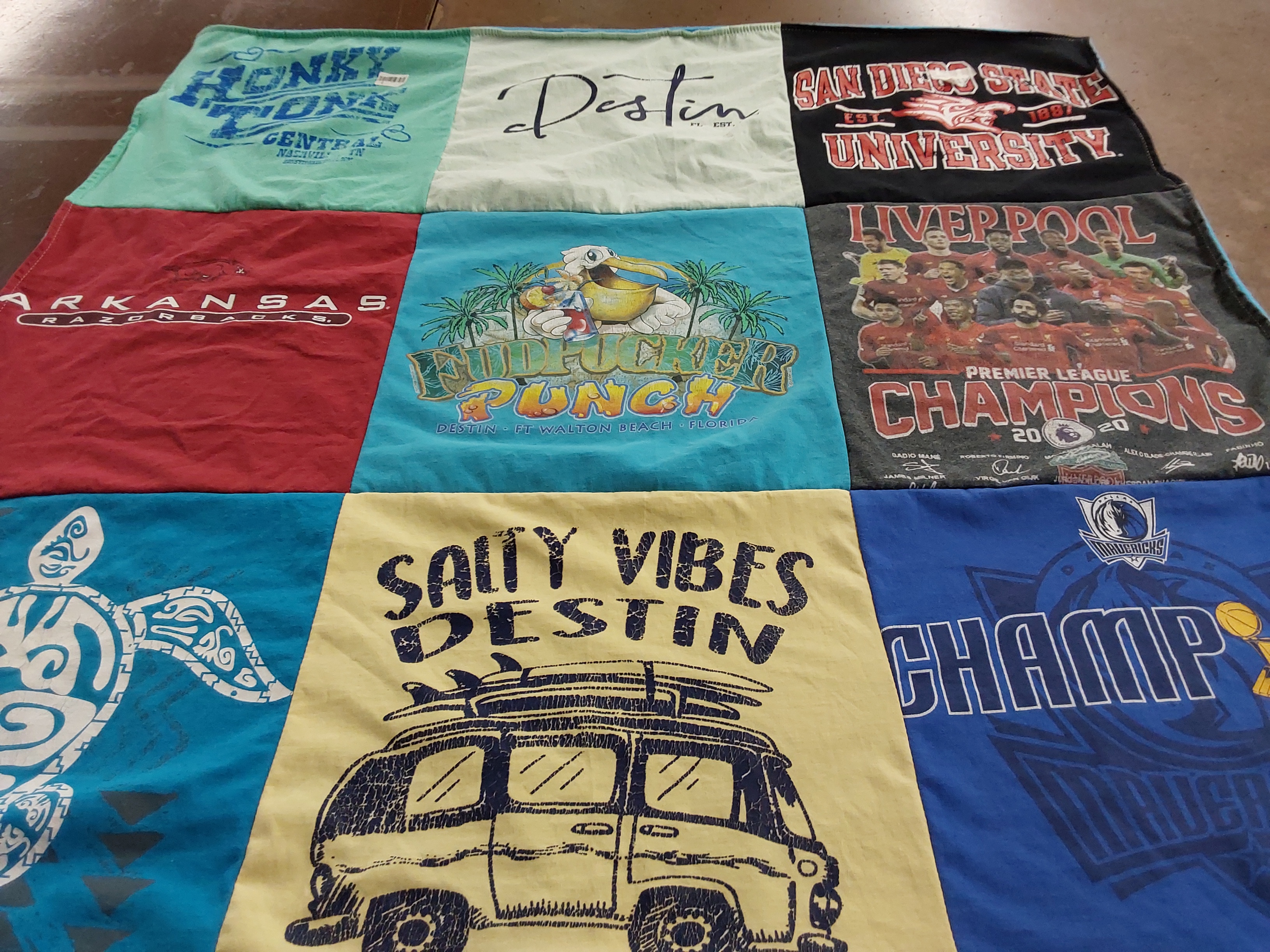 T-shirt quilt featuring liverpool, dallas mavericks by bonita from CA