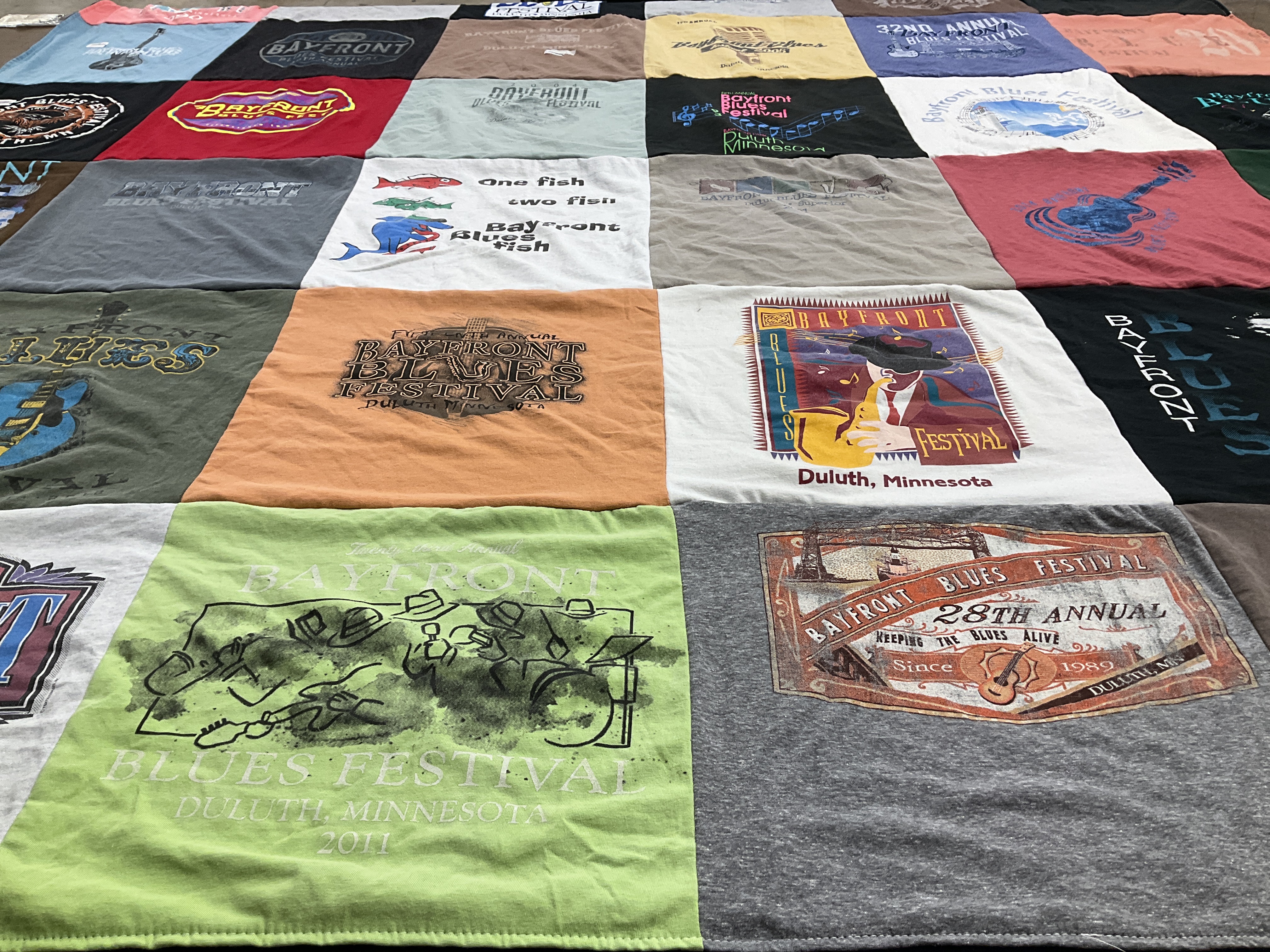 T-shirt quilt with music, blues themes by Michelle from MN