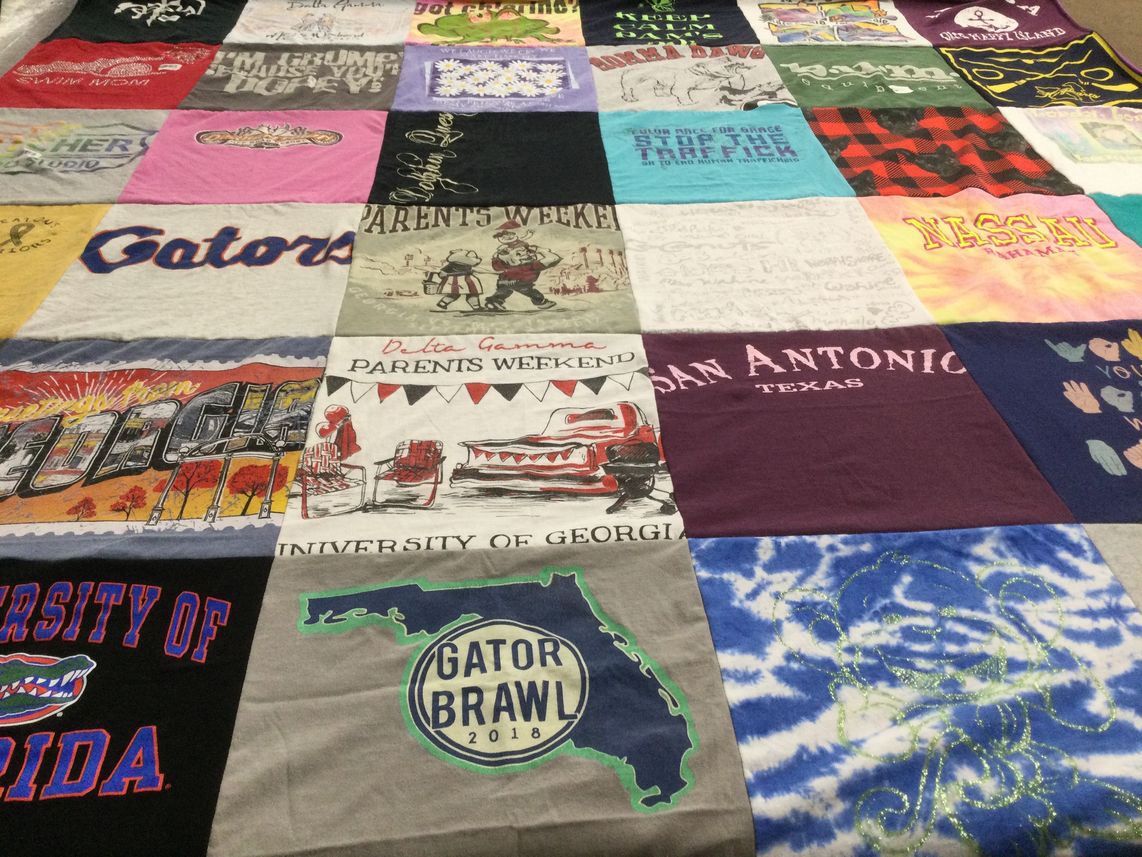 T-shirt quilt from university of florida, university of georgia by Laura from GA