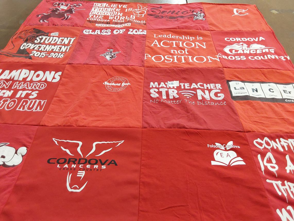 T-shirt quilt featuring cordova lancers cross country by Marizza from CA