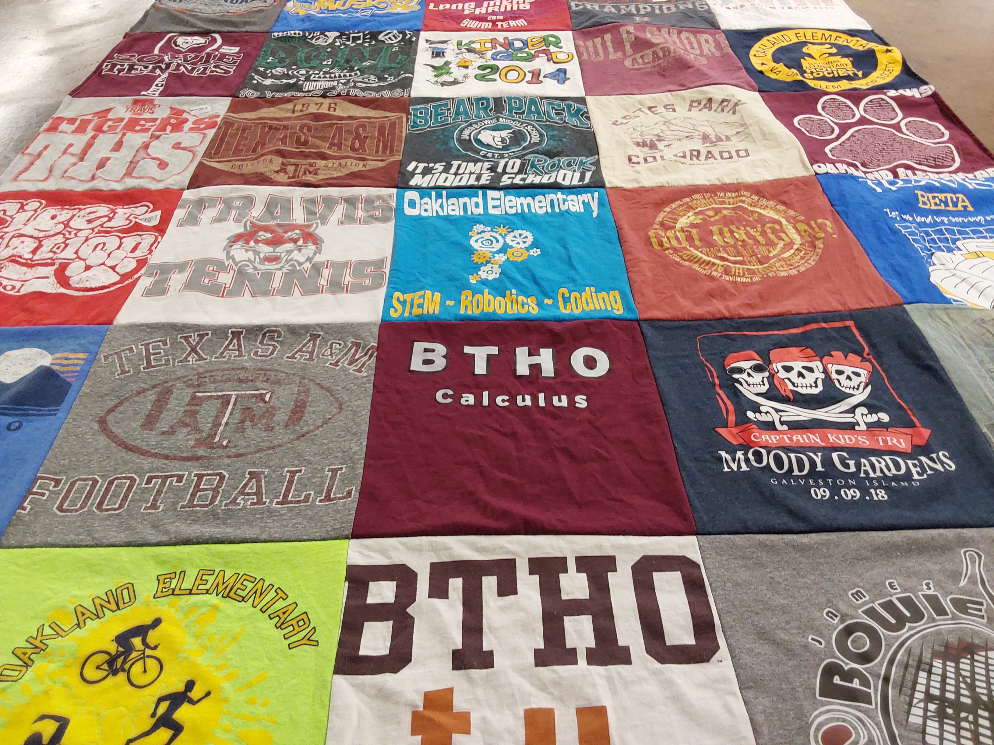 T-shirt quilt featuring texas a&m football team, travis tennis team by Kristin from TX