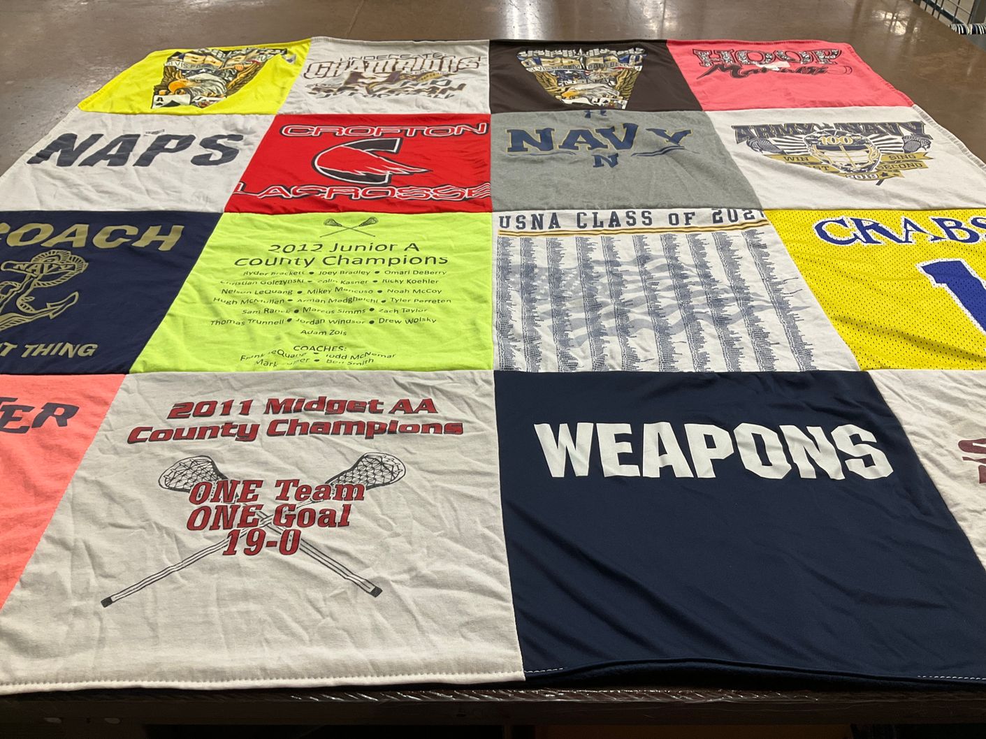 T-shirt quilt featuring crofton lacrosse, usna by Leslie from NC