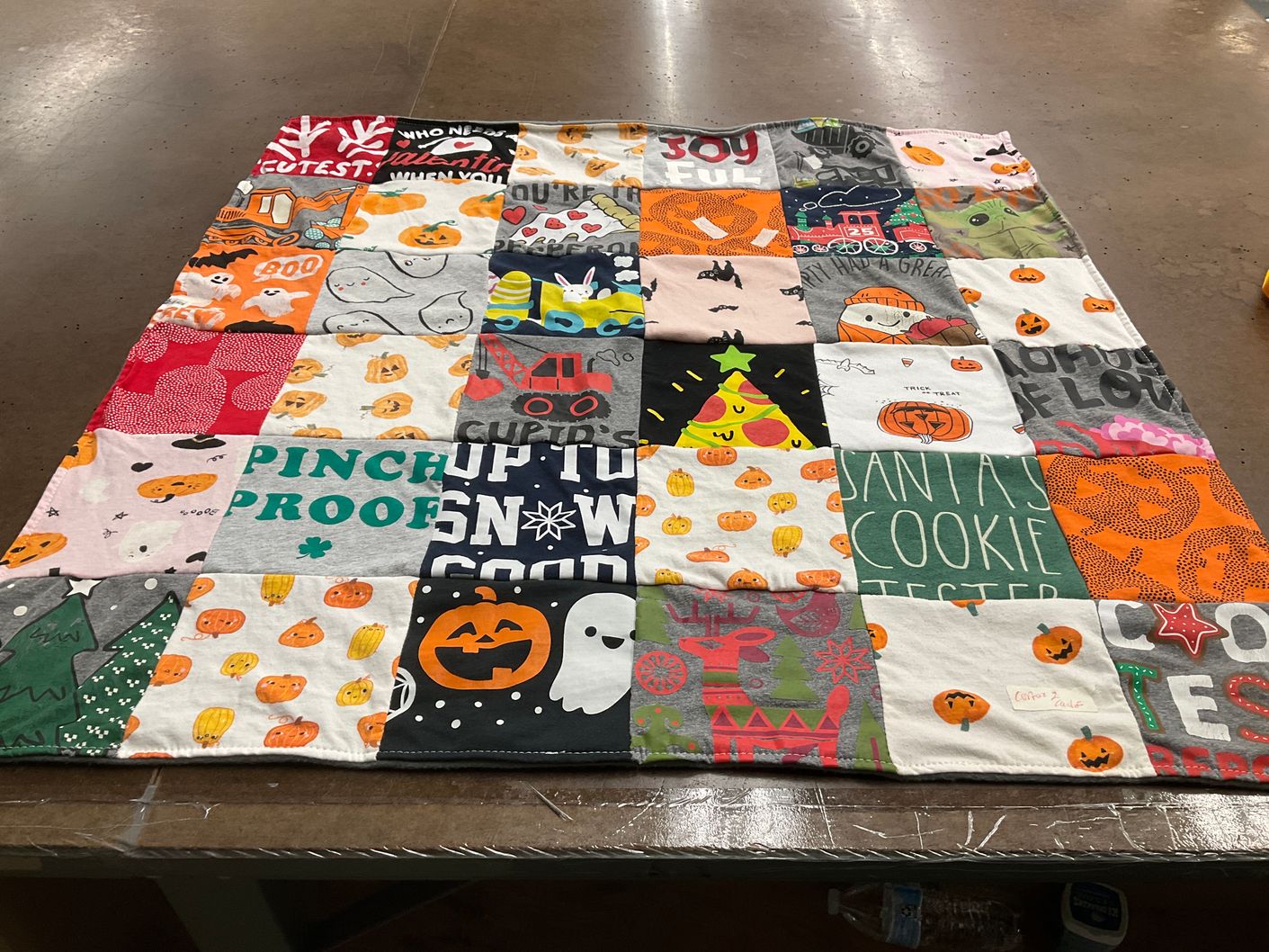 T-shirt quilt with halloween, thanksgiving themes by Licia from MN