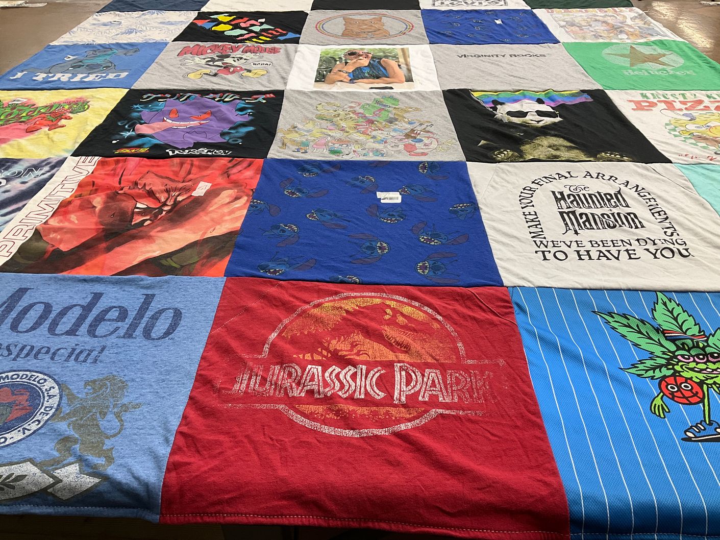 T-shirt quilt with movies, animation themes by Javier from CA