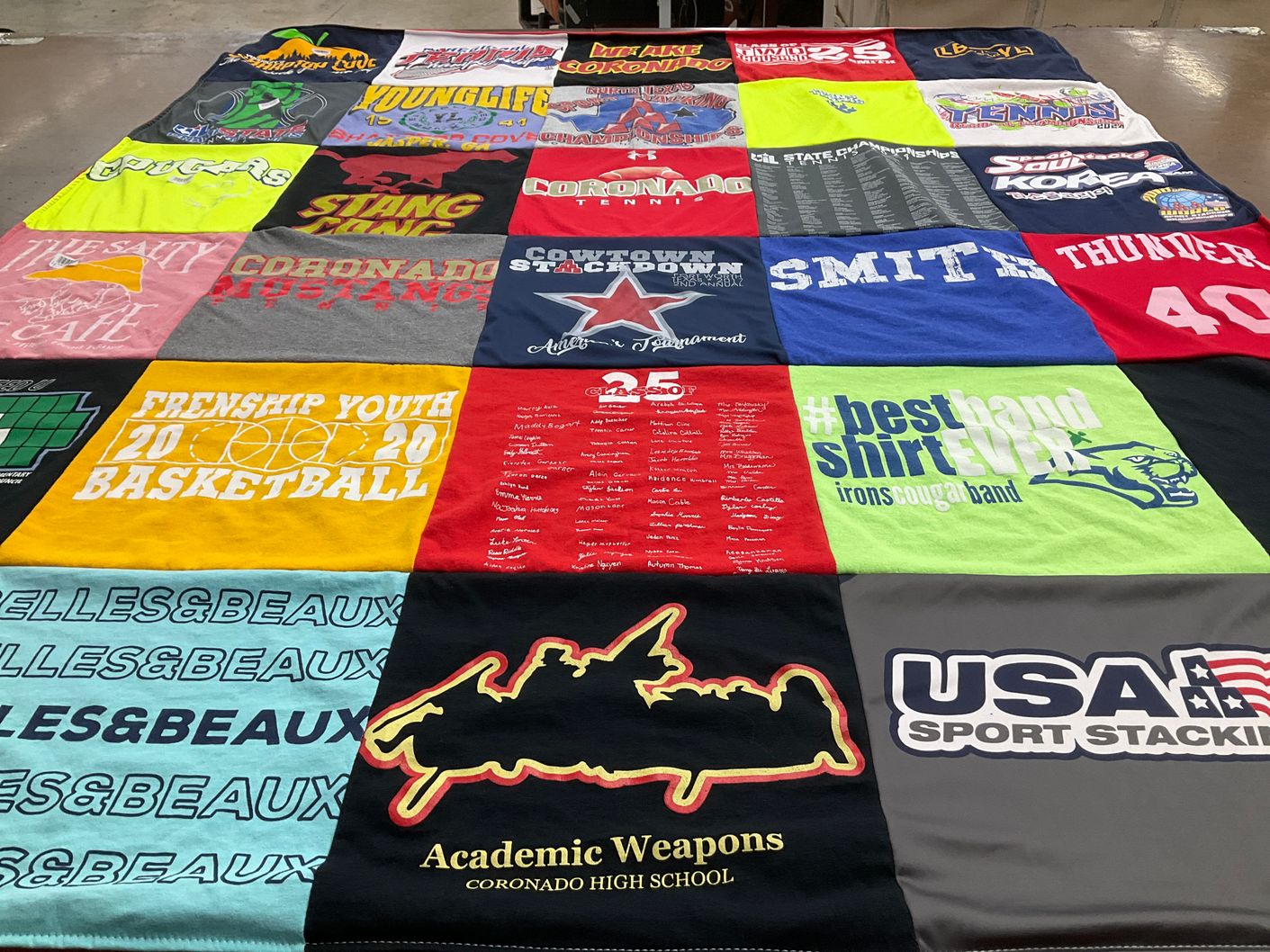 T-shirt quilt featuring irons cougars band by Sheri from TX