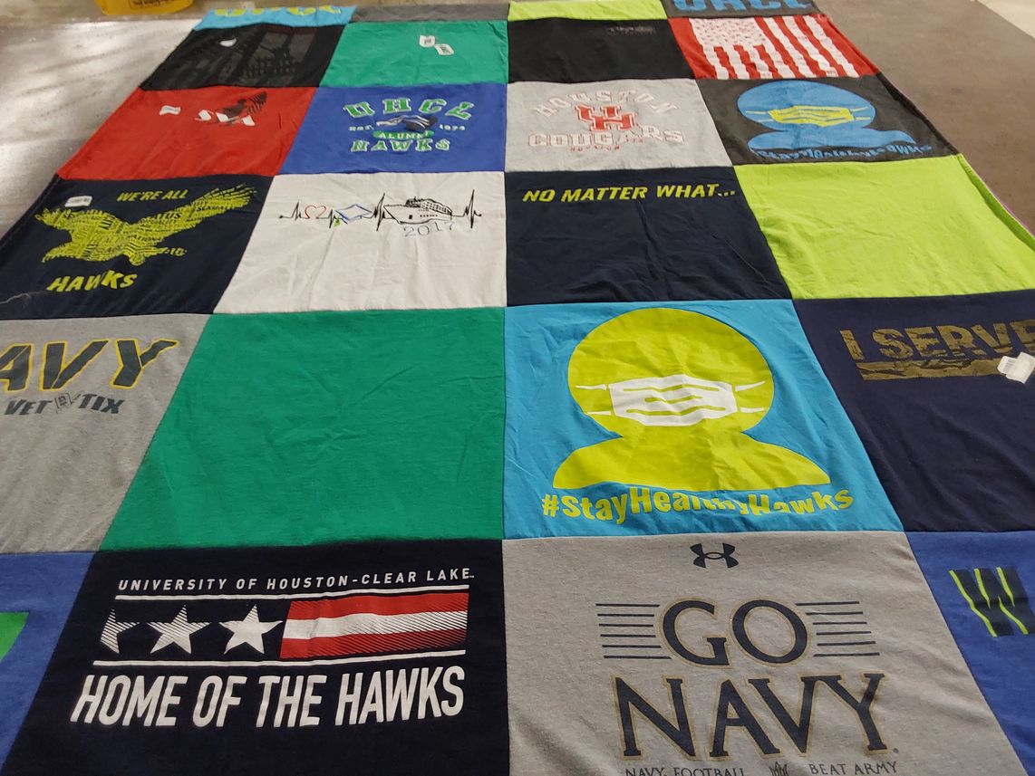 T-shirt quilt featuring navy football by Sarah from TX