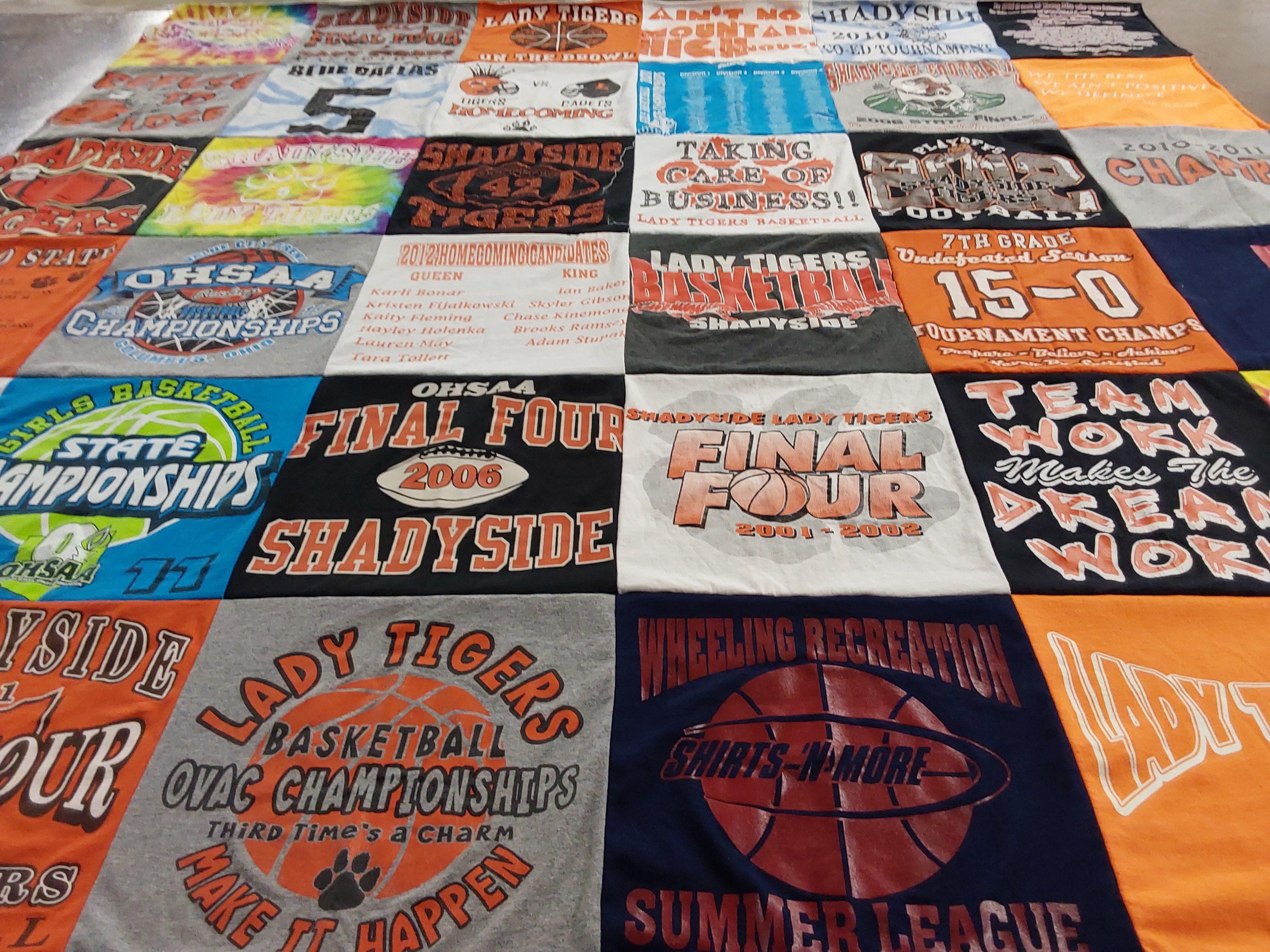 T-shirt quilt featuring shadyside lady tigers basketball, shadyside tigers basketball by Krista from OH