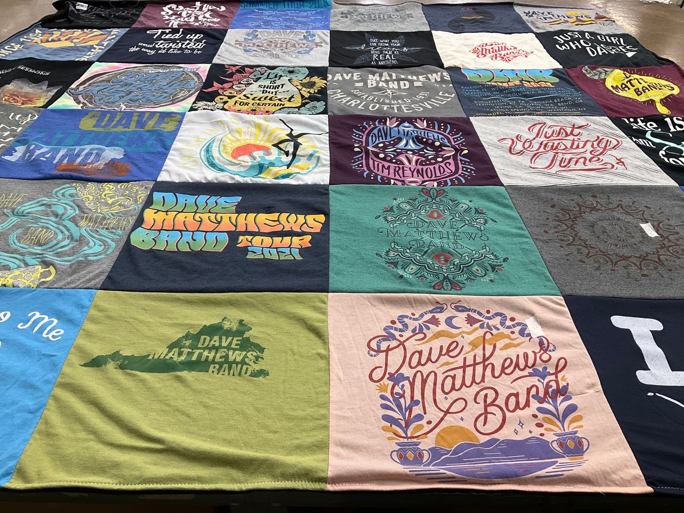 T-shirt quilt with music, concerts themes by Jennifer from FL