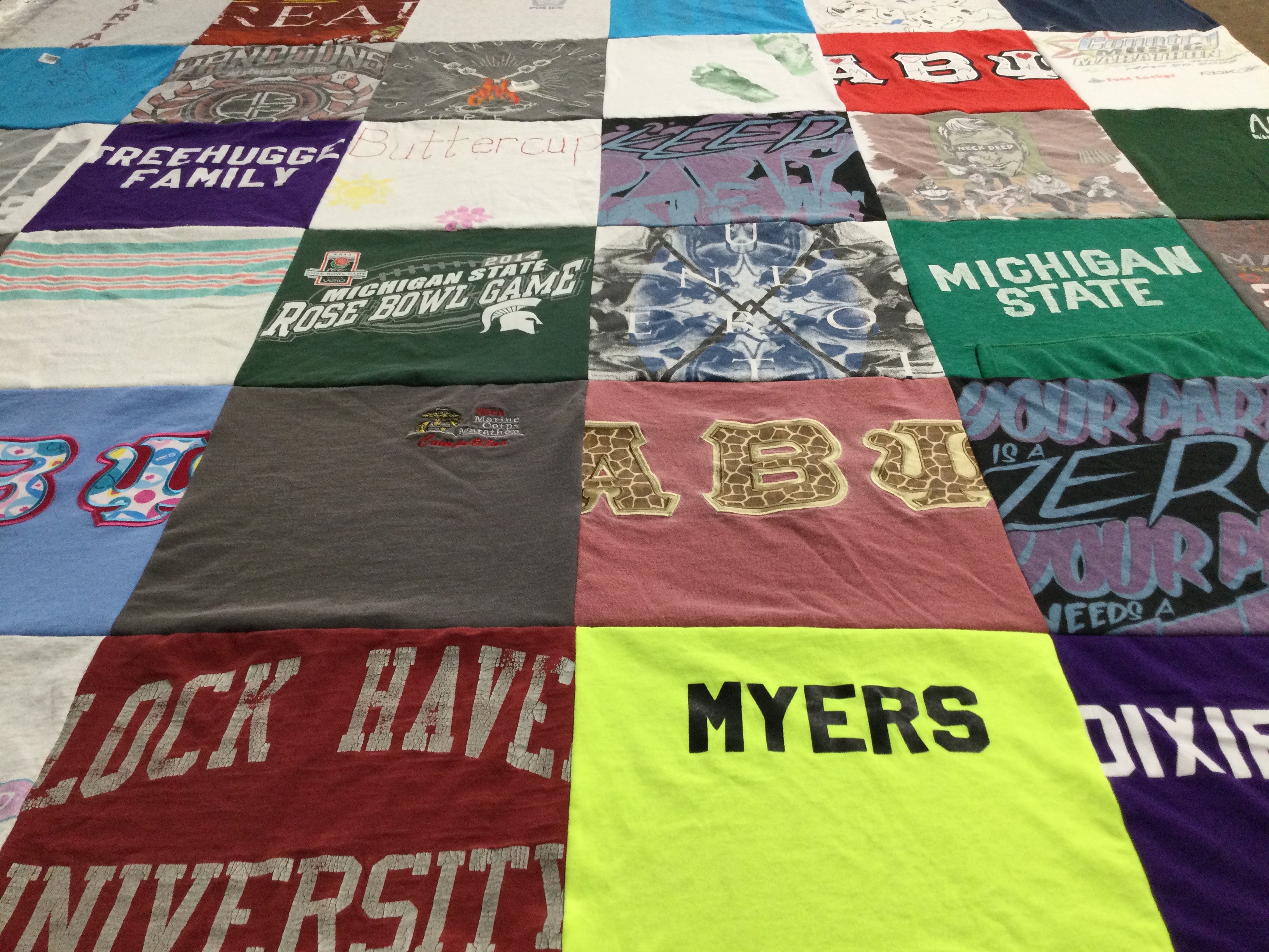 T-shirt quilt from block haven university, michigan state university by Katherine from VA