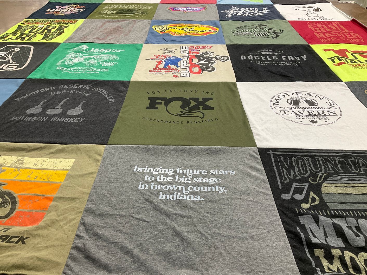 T-shirt quilt with whiskey, music themes by Adam from IN