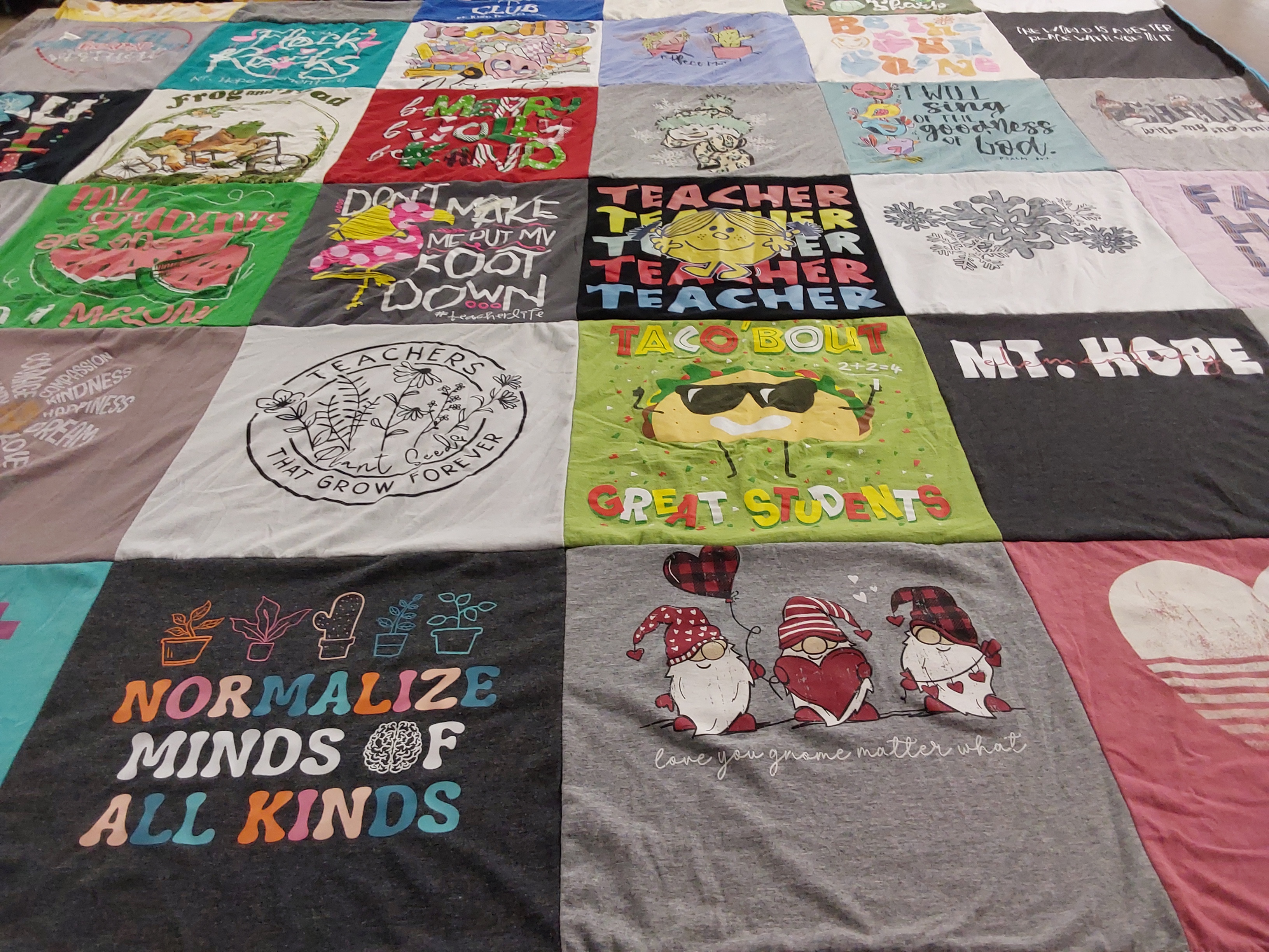 T-shirt quilt from mt. hope high school by Anne from OH