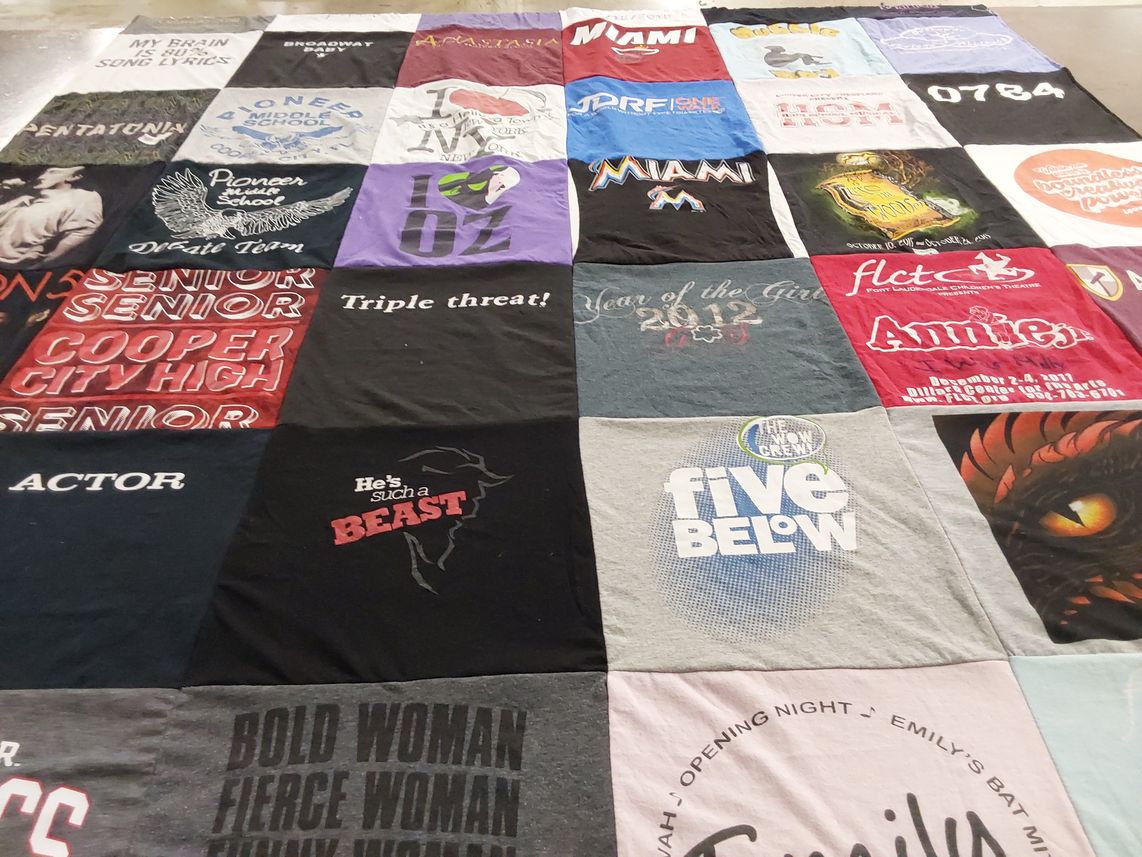 T-shirt quilt from cooper city high school, pioneer middle school by Bonnie from FL