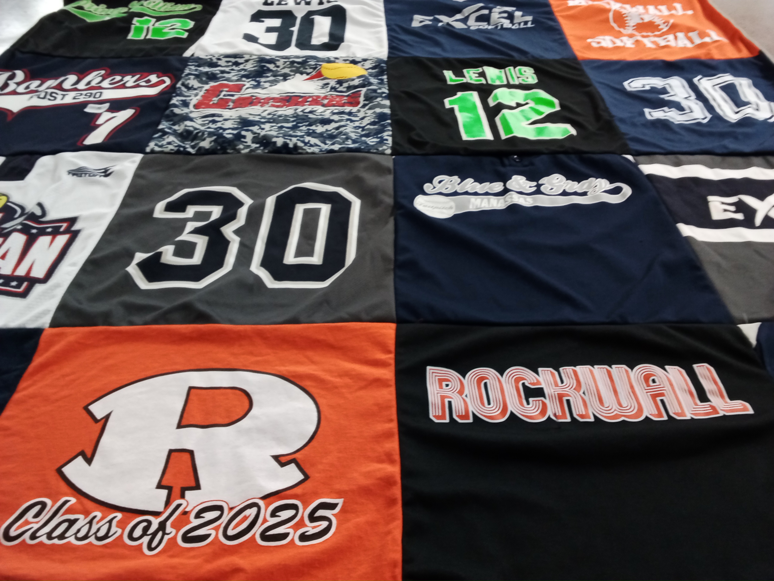 T-shirt quilt featuring rockwall high school softball team by Monica from TX
