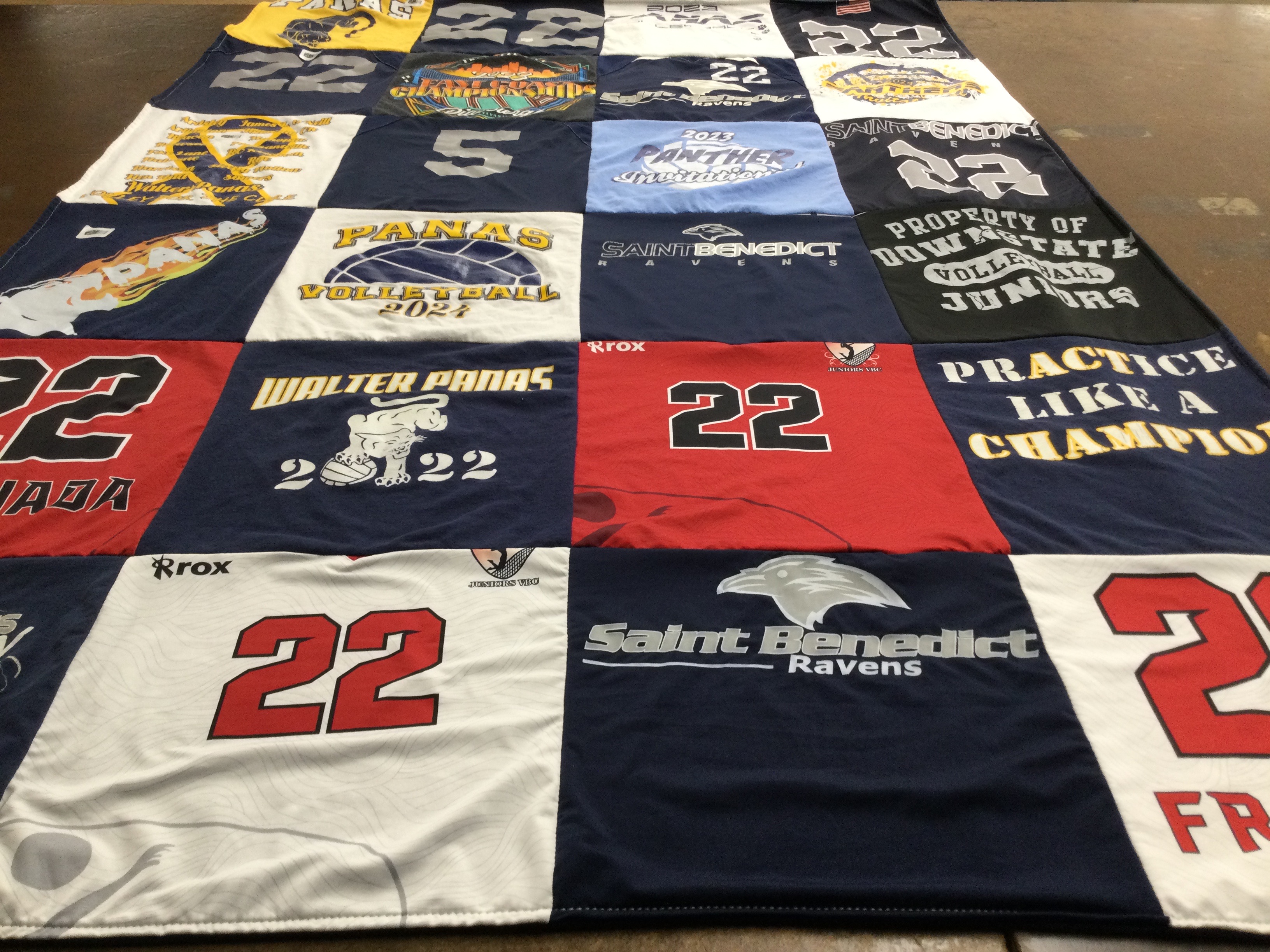 T-shirt quilt featuring saint benedict ravens by Diana from NY