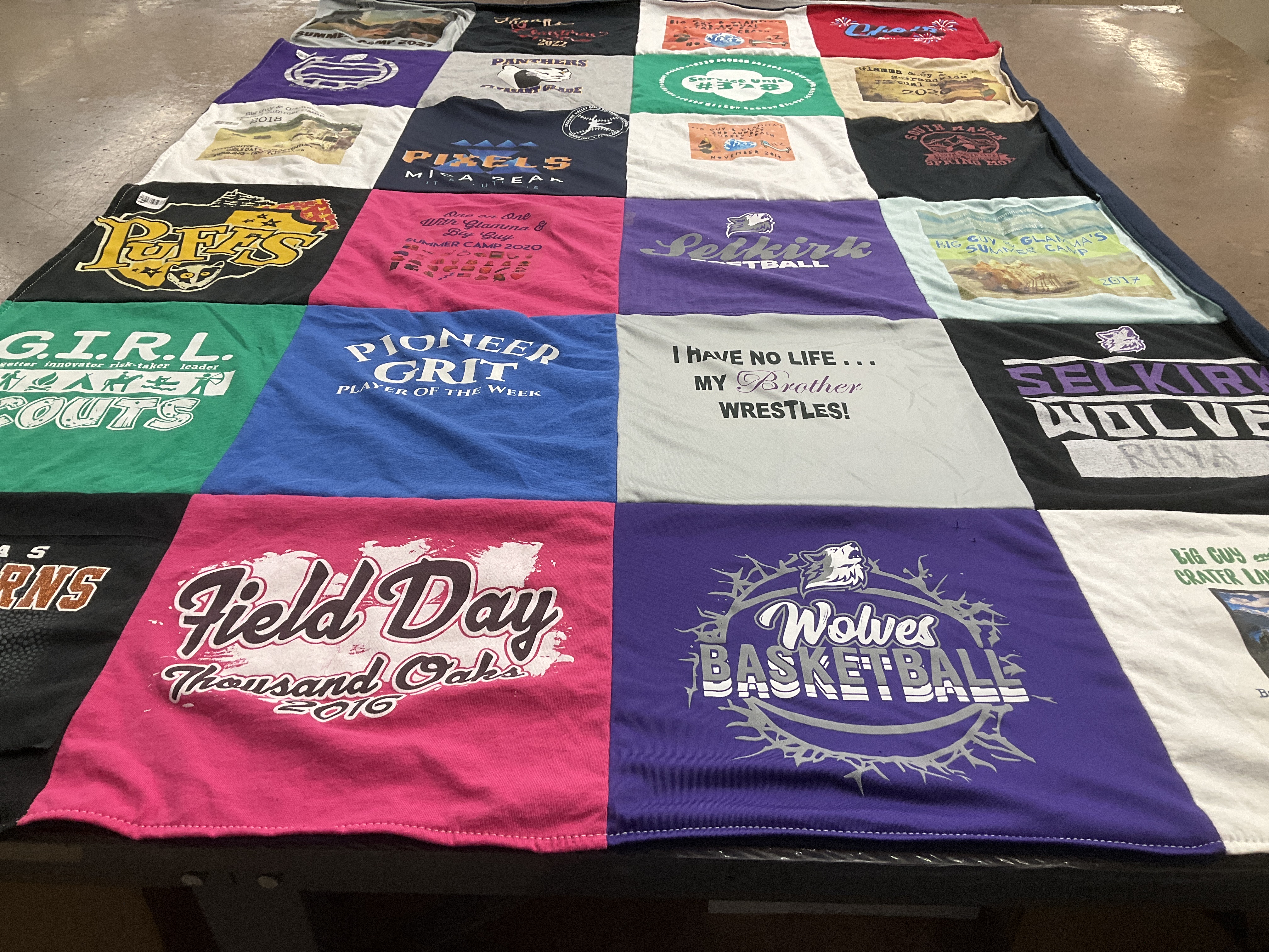 T-shirt quilt featuring selkirk wolves by Lisa from WA
