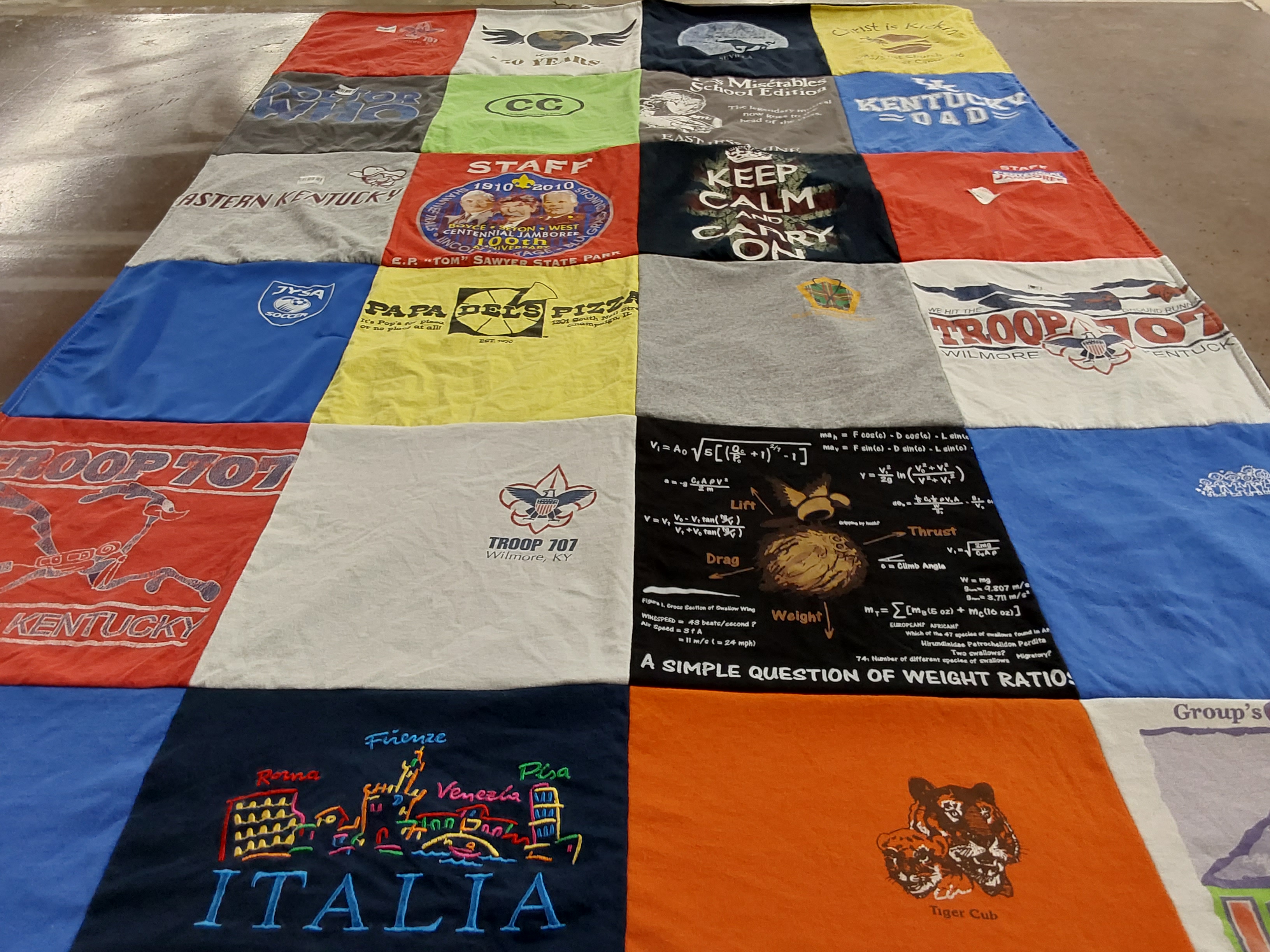 T-shirt quilt featuring troop 707 by Alison from KY
