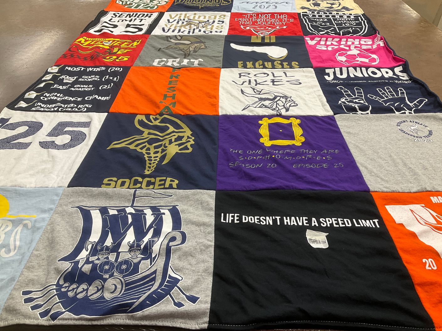 T-shirt quilt with soccer themes by Tracey from MA
