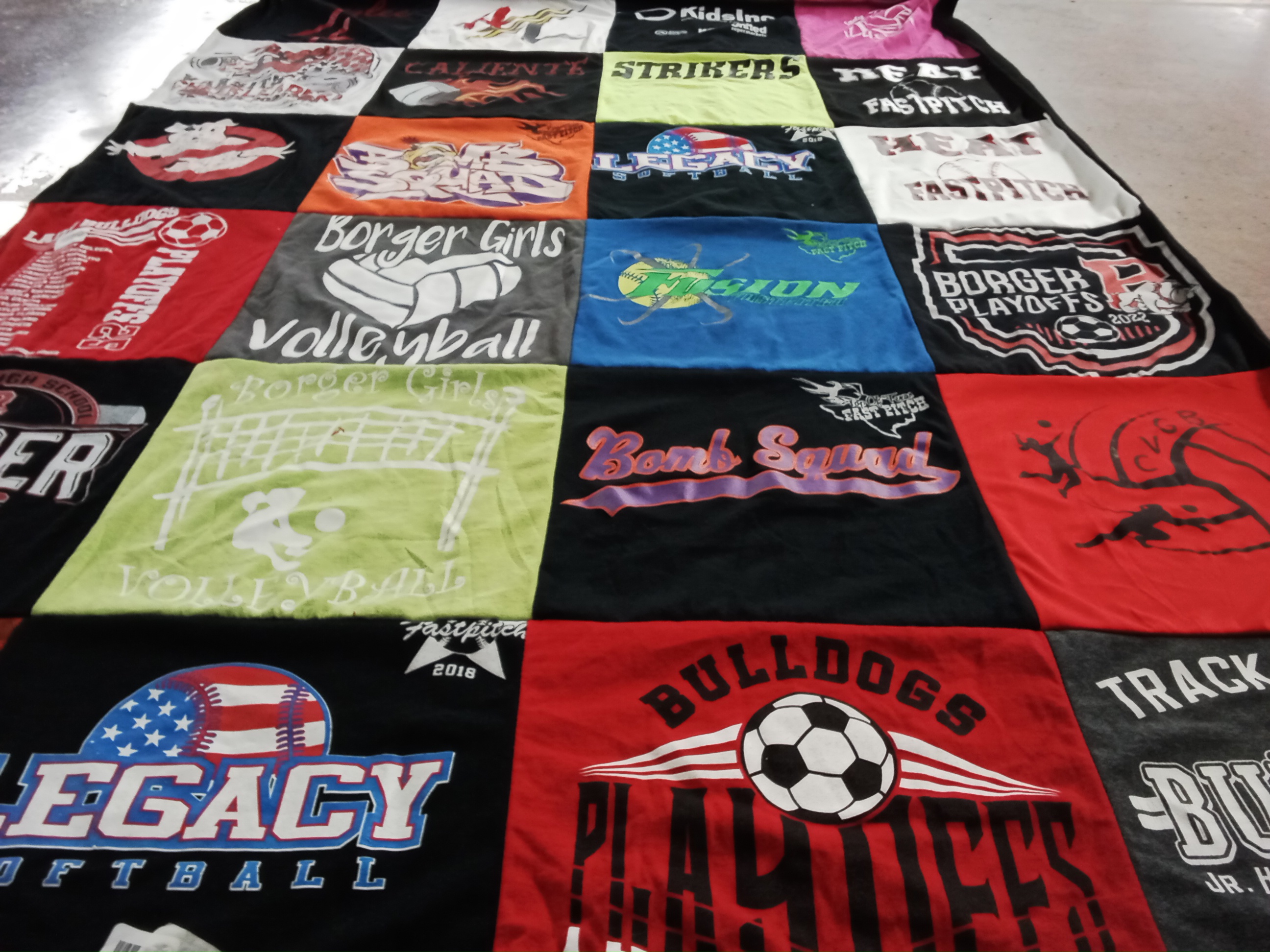 T-shirt quilt featuring borger girls volleyball, legacy softball by Scottie from TX
