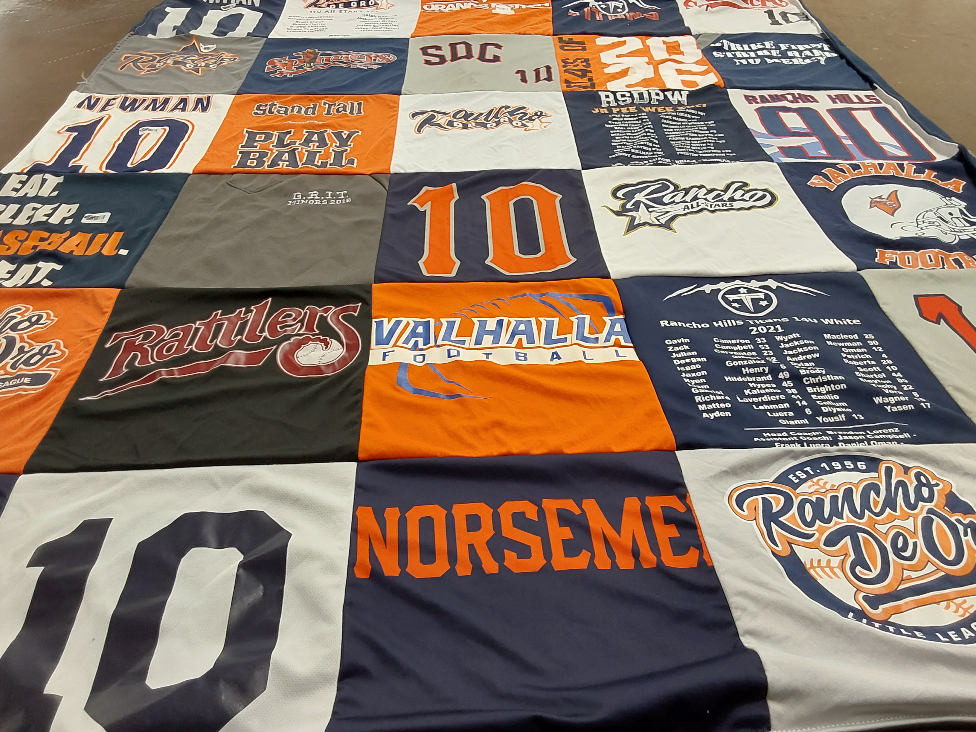 T-shirt quilt featuring valhalla football team, rancho all stars by Colleen from CA