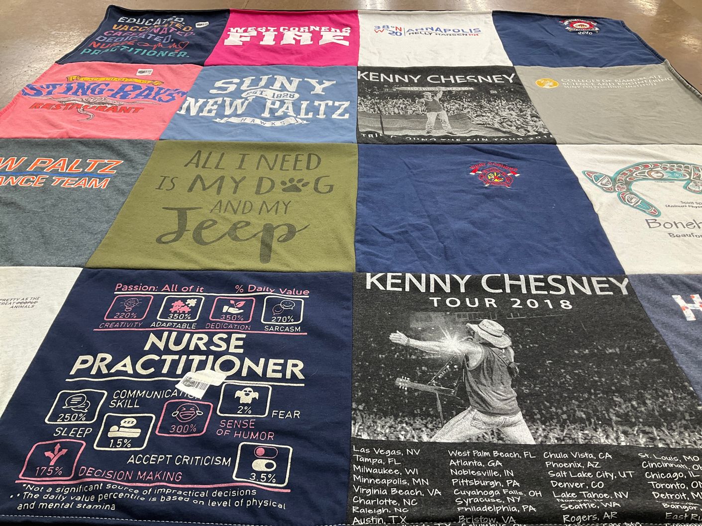 T-shirt quilt featuring new paltz dance team by Deneen from NY