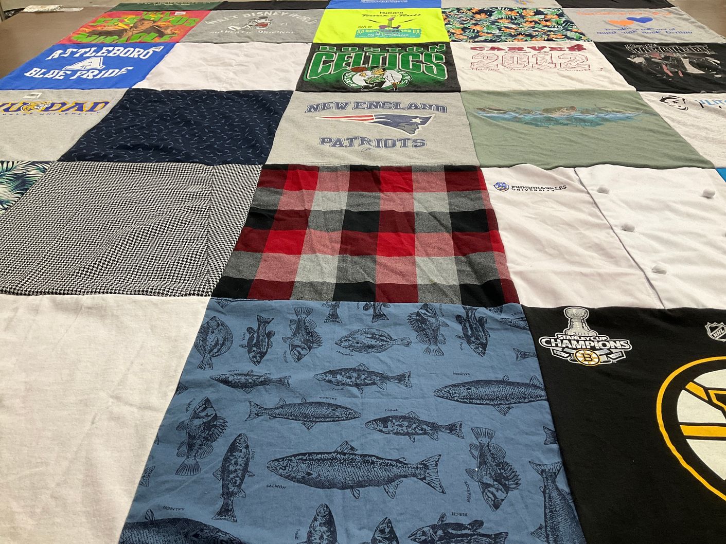 T-shirt quilt featuring new england patriots, boston bruins by Rocco from MA