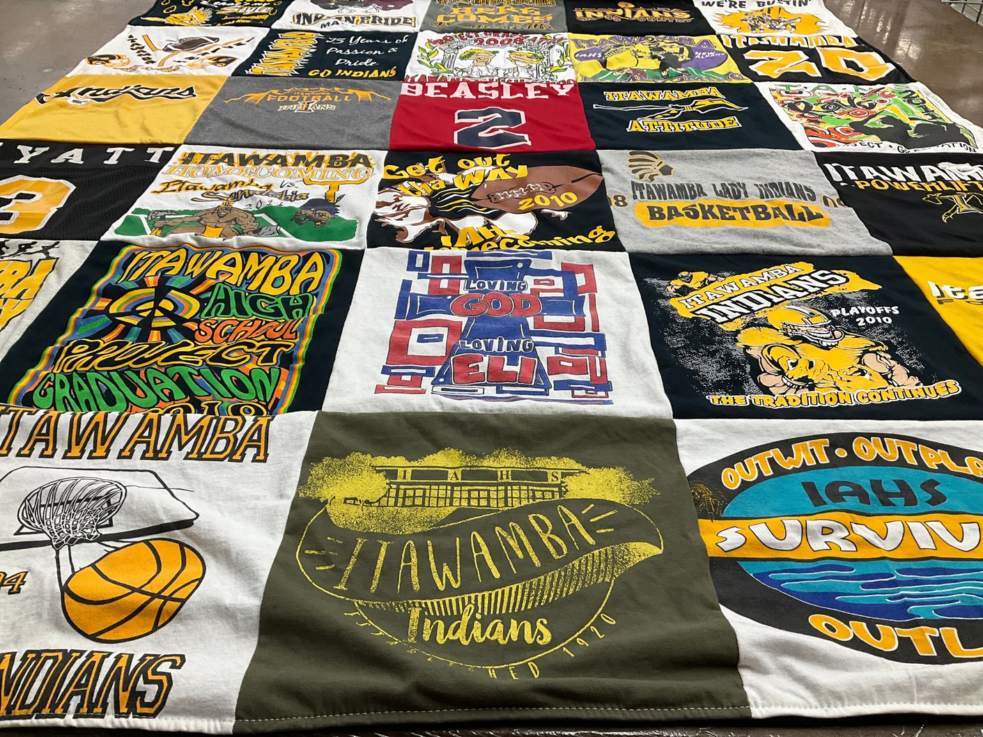 T-shirt quilt featuring itawamba indians basketball, itawamba lady indians basketball by Cynthia from MS