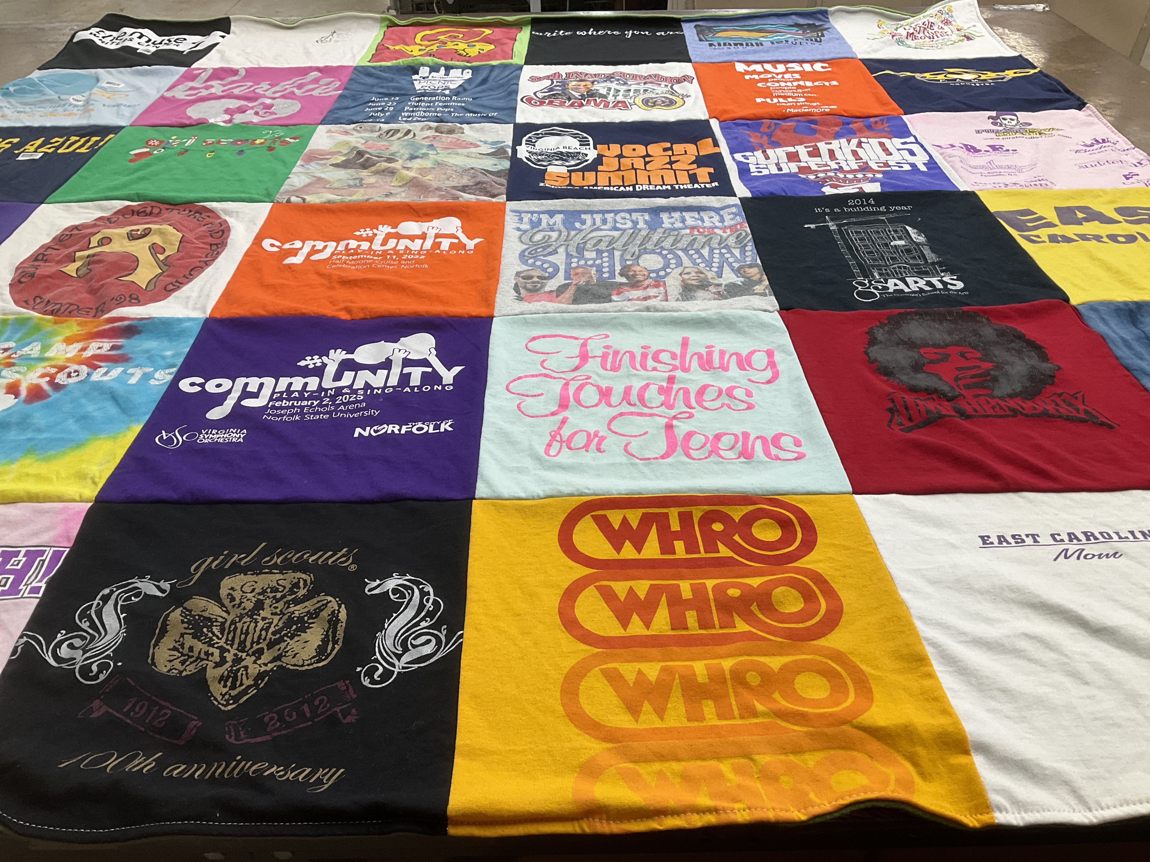 T-shirt quilt from norfolk state university, east carolina university by Linda from VA