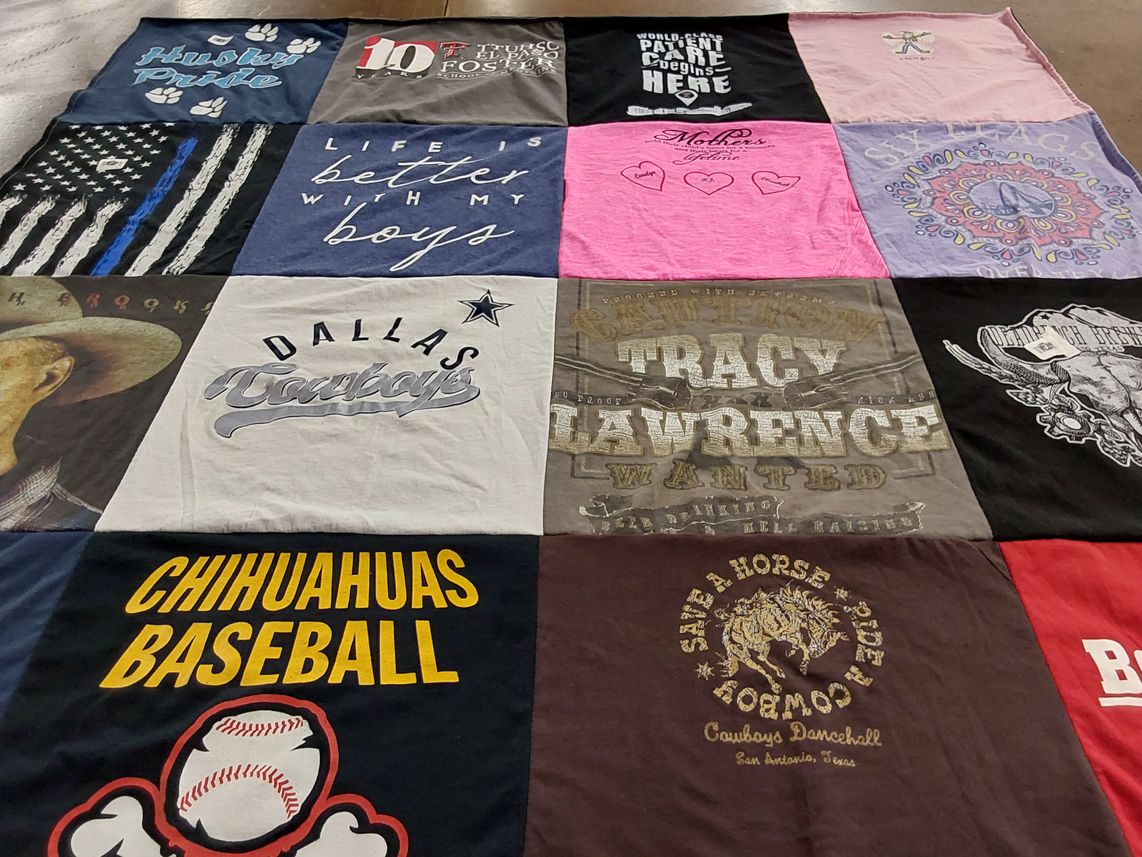 T-shirt quilt featuring dallas cowboys, chihuahuas baseball by Lawrence from TX