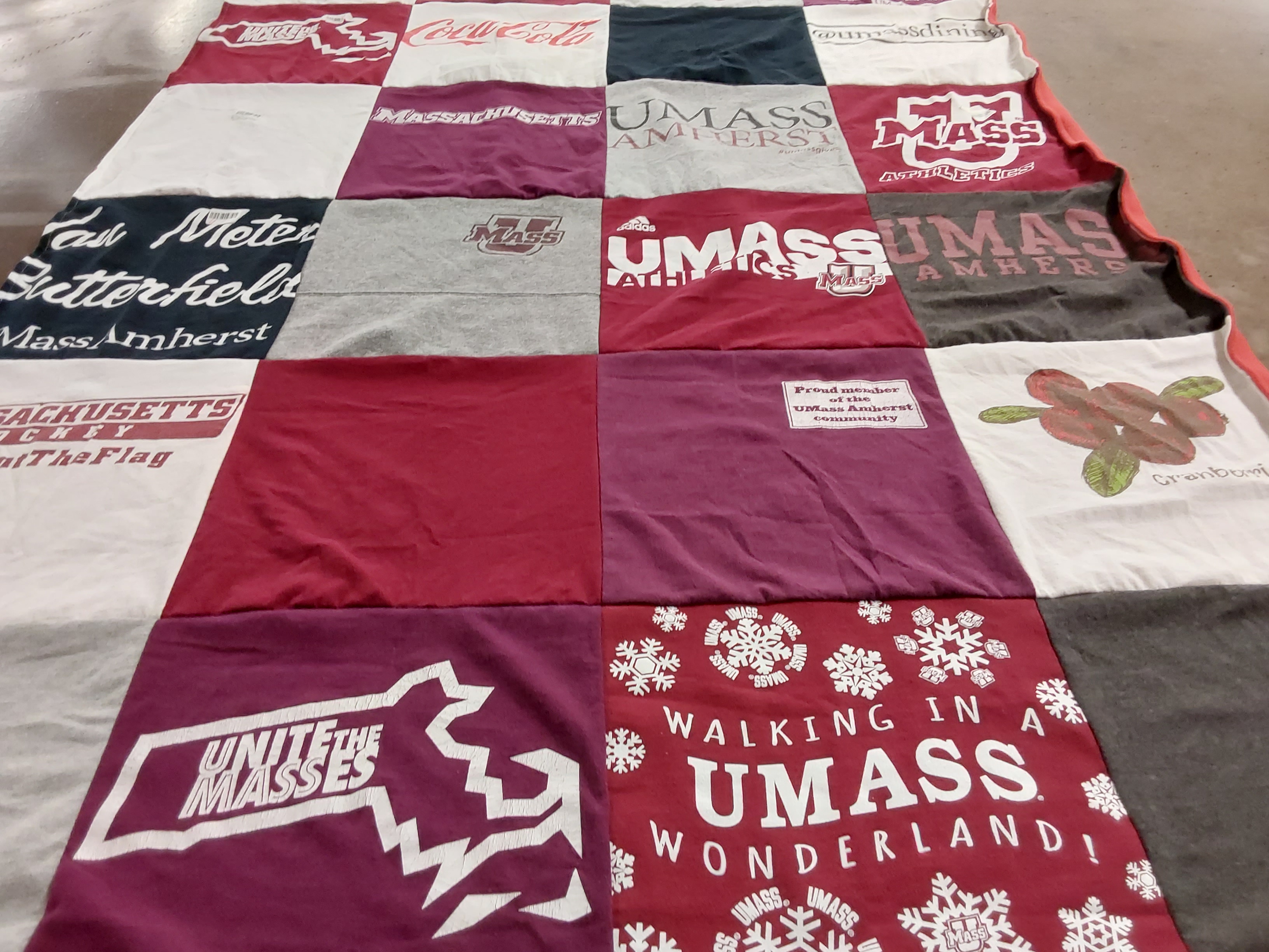 T-shirt quilt from university of massachusetts amherst by Shelby from MA