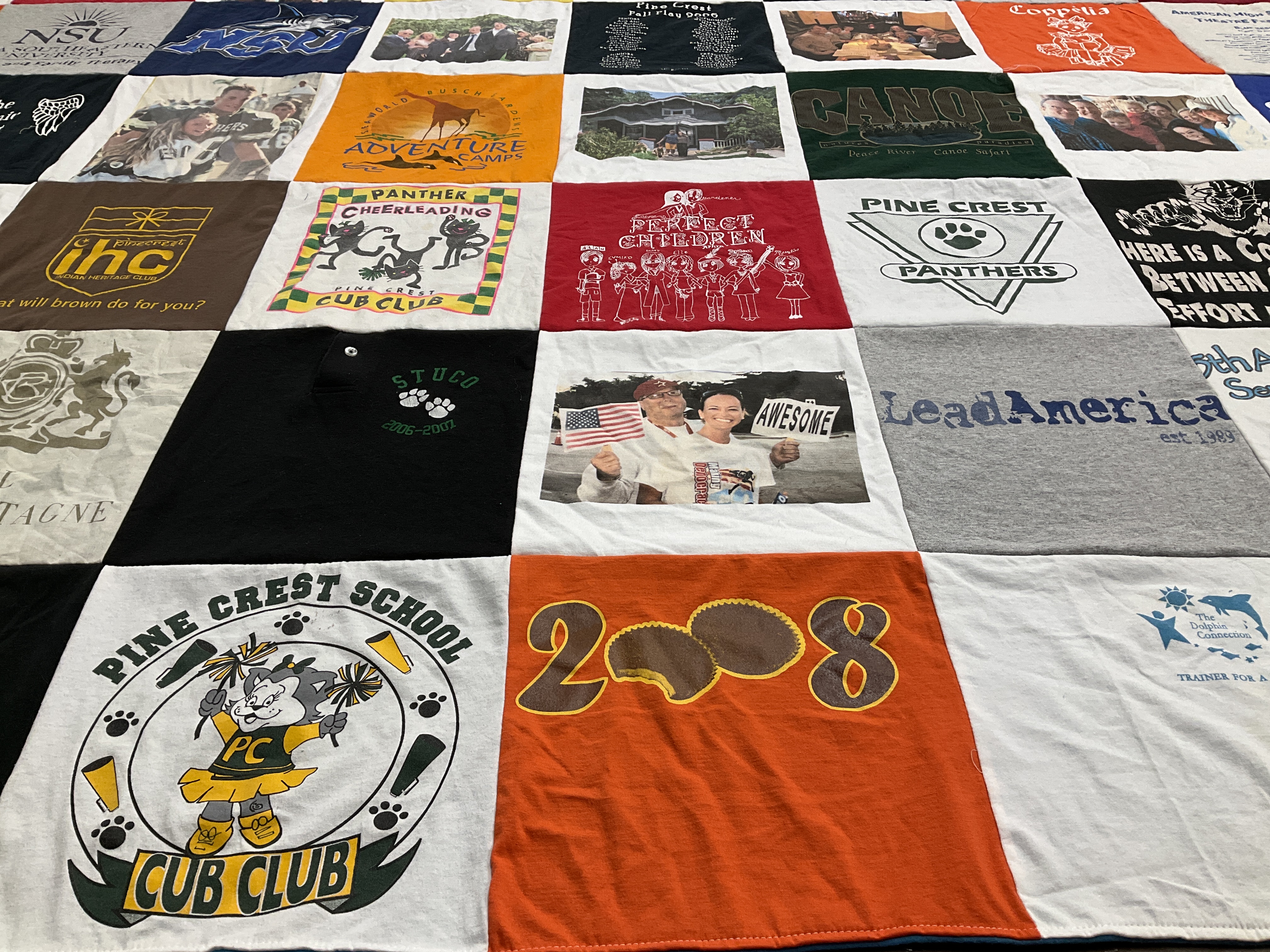 T-shirt quilt featuring pine crest panthers by Debbie from FL
