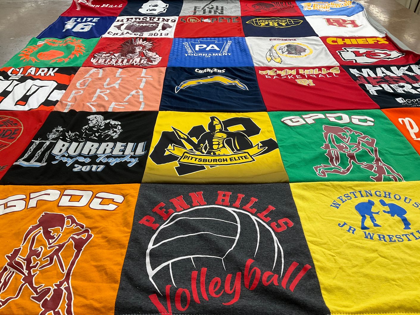 T-shirt quilt featuring pittsburgh elite, westinghouse junior wrestling by Chris from PA