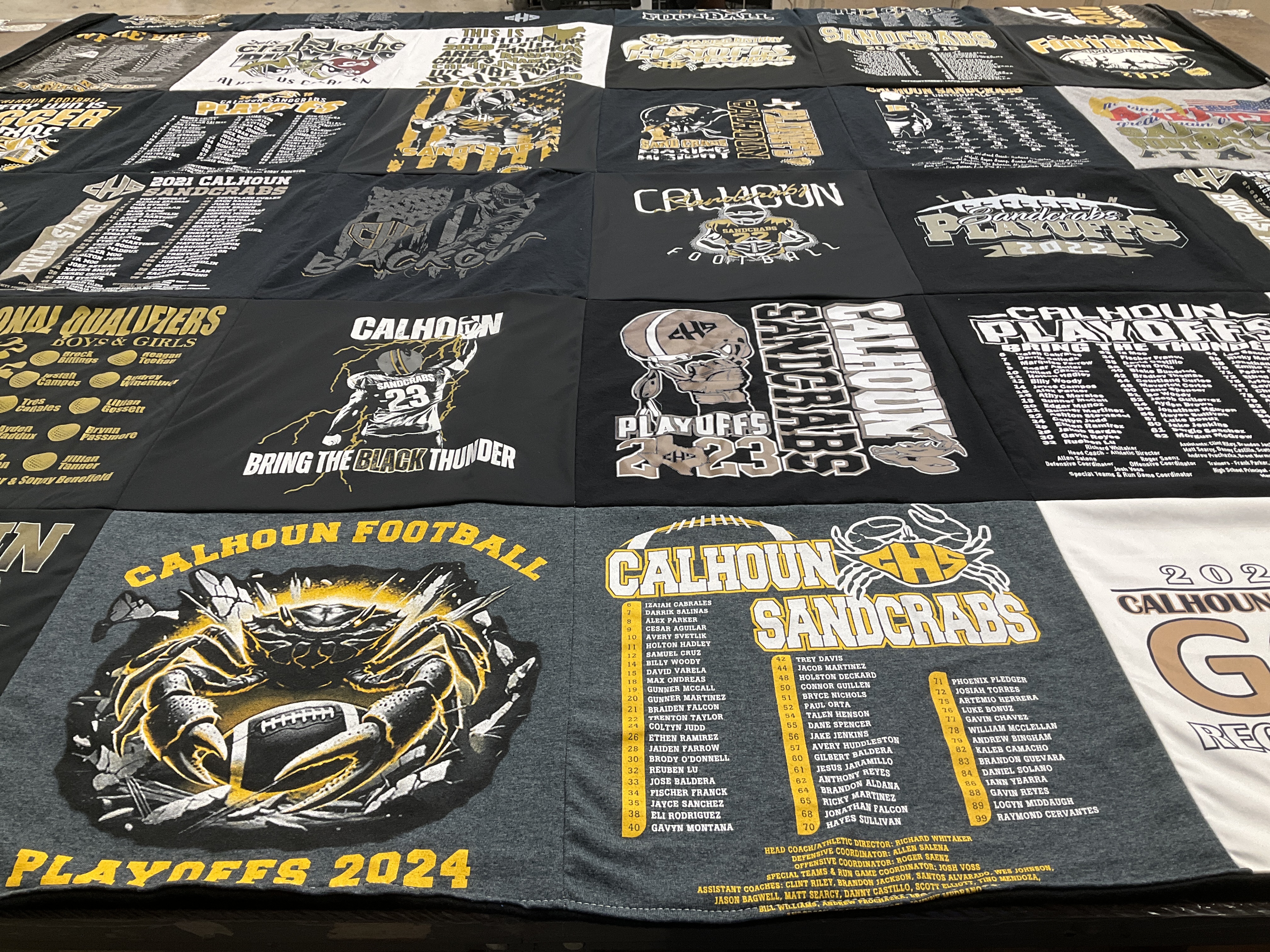 T-shirt quilt featuring calhoun sandcrabs by Chantelle from TX